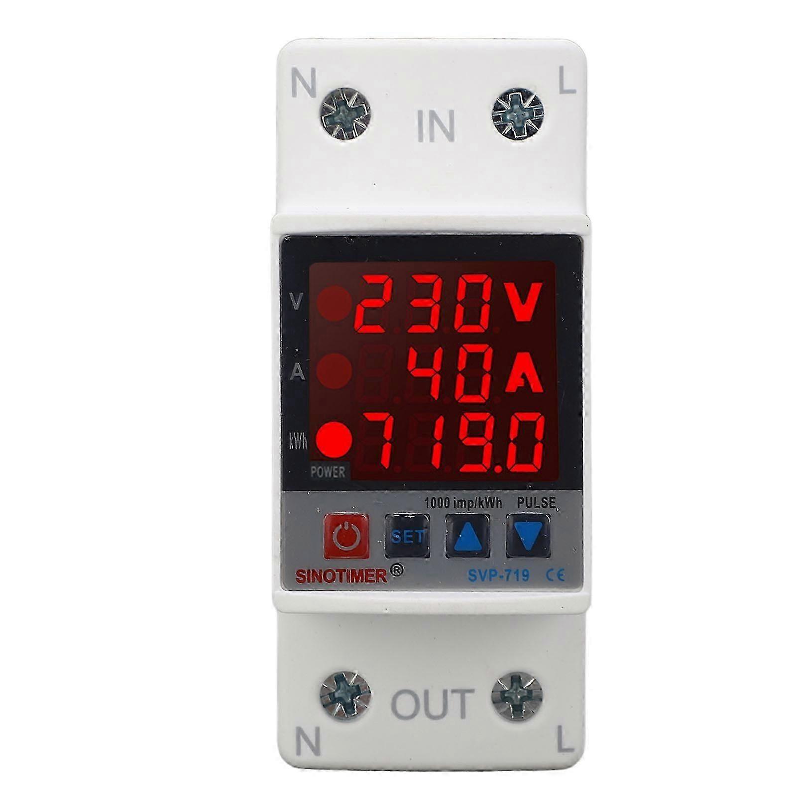 Over Under Voltage Protector Adjustable Self Resetting Intelligent Voltage Protective Device AC220V 40A