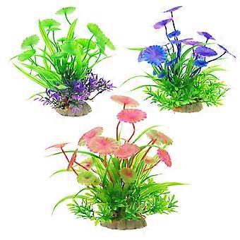 3PCS Aquarium Décor Plantes Artificielles Simulation Plantes Aquatiques Aquarium Accessoires pour Betta Poisson Tortue Réservoir Décoration
