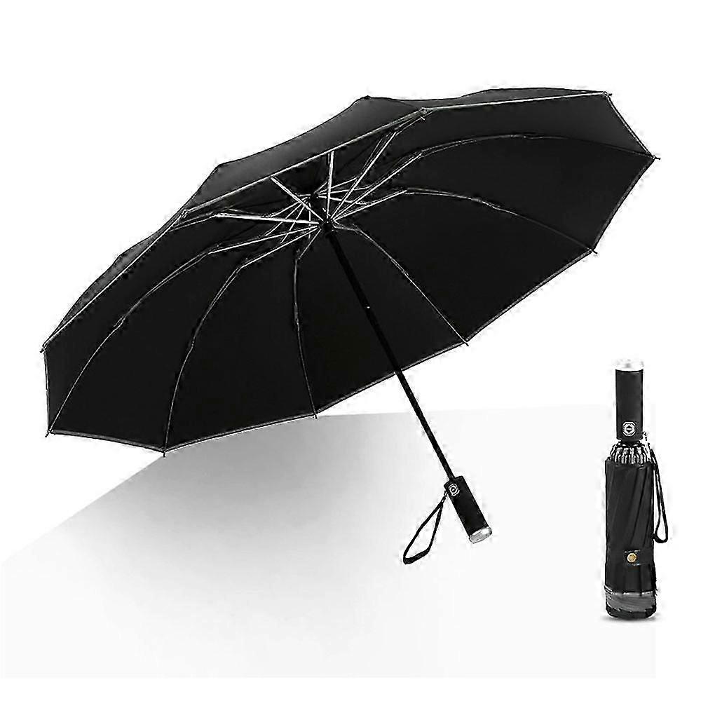 Folding Reverse Led Umbrella - Upside Down Reflective Umbrella Compact Inverted Travel Windproof Umbrella Auto Open Close For Rain