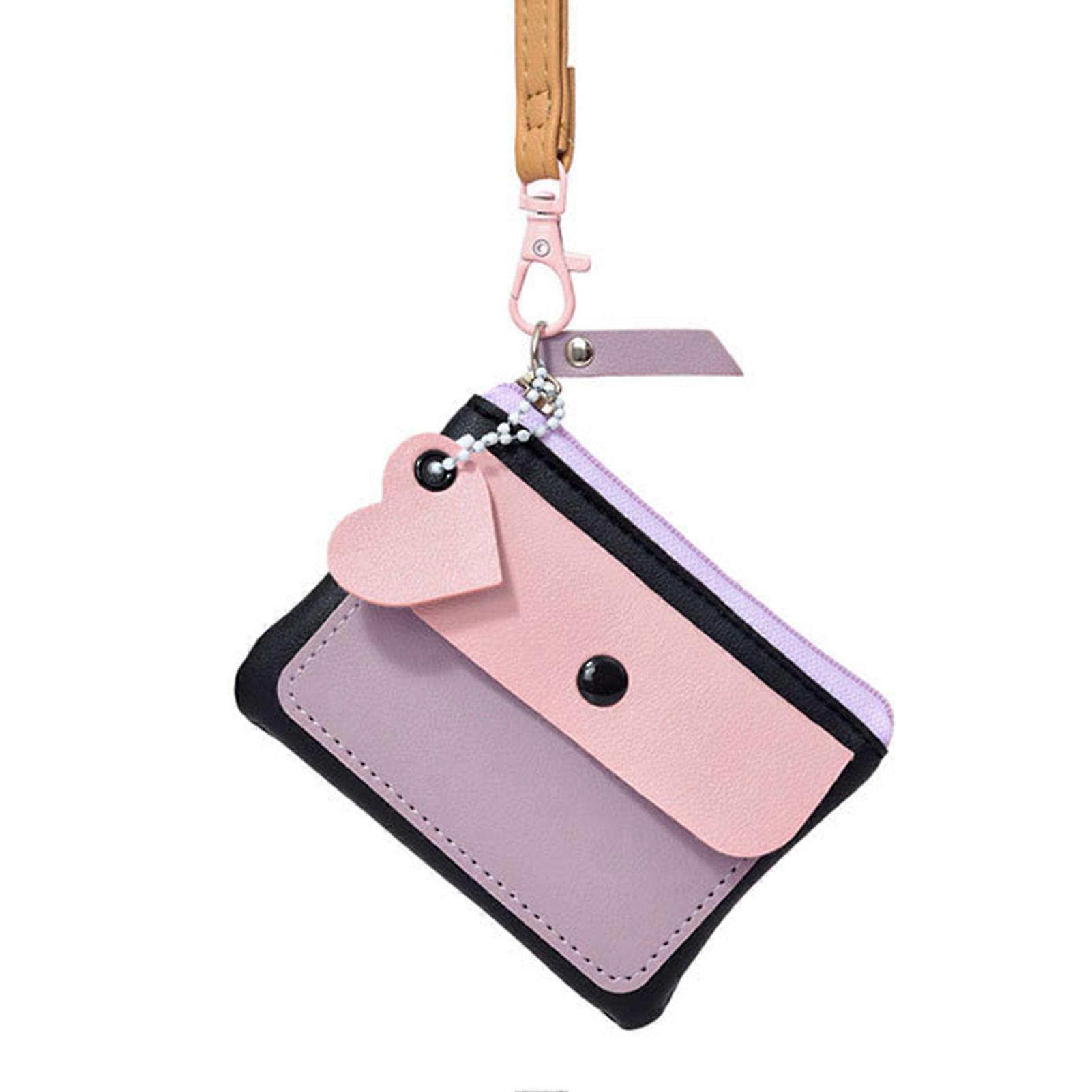 Macaron Color Wallet Keychain Organiser Adorable Design Large Capacity Present for Teens Adults