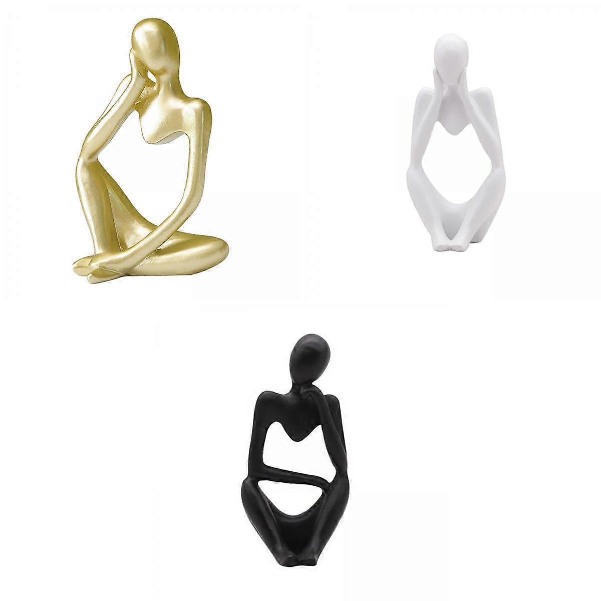 3 Pieces Resin Thinker Sculpture Crafts Figurine Bookshelf Statues Ornaments