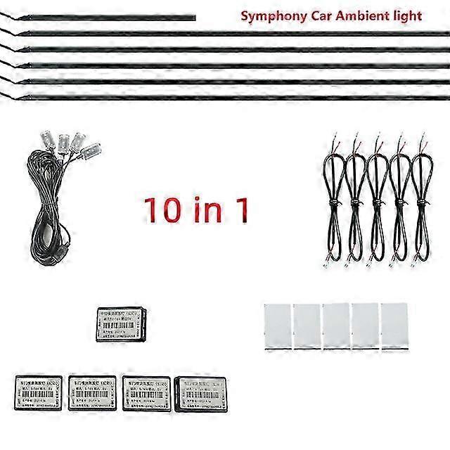 18 In 1 Symphony Car Ambient Lights Rgb Car Interior Acrylic Light Guide Fiber Optic Universal Car Decoration Atmosphere Lights