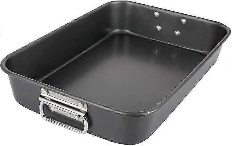 16" Non-Stick Carbon Steel Roasting Pan with Handles - Deep Baking Tray