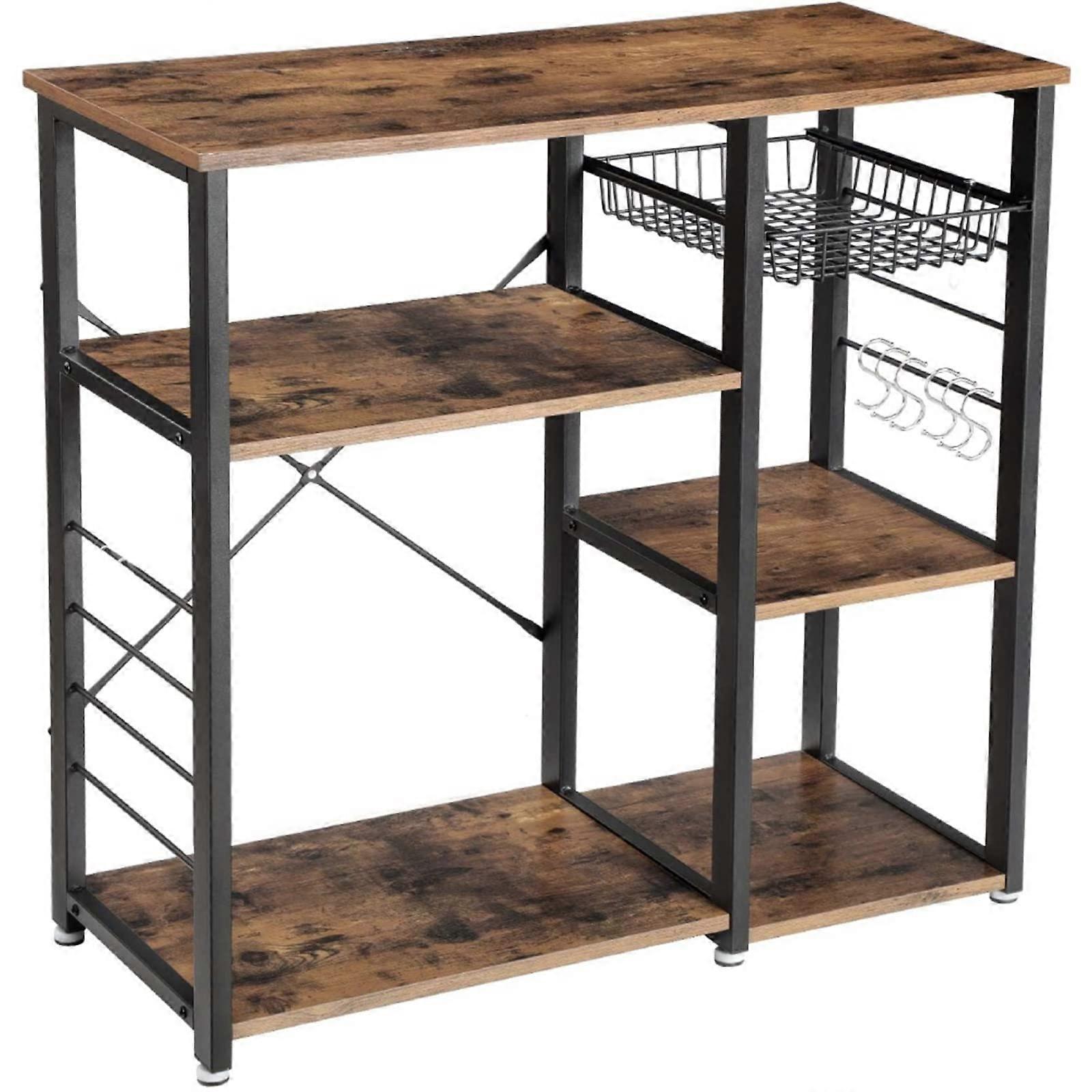 YIJIAN Rack 3Tier Industrial Kitchen Rack Utility Stand Storage Cart Workstation Shelf Vintage Rustic Brown