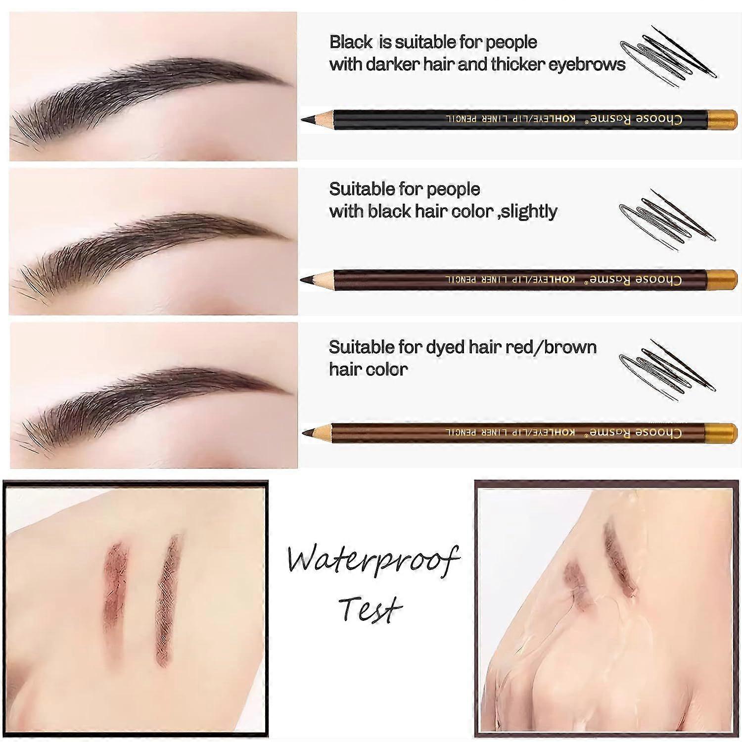 3pcs Eyebrow Pencil SetLong Wear Brow Pencil with Sharpener,Waterproof Eyebrow Pen,Long Lasting Waterproof and Sweat-Proof, Easy Application for Brows