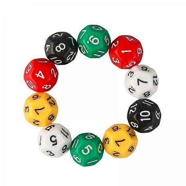6x10x D12 Polyhedral Dice, 20mm Multipurpose Table Games, Multi Sided Dices for