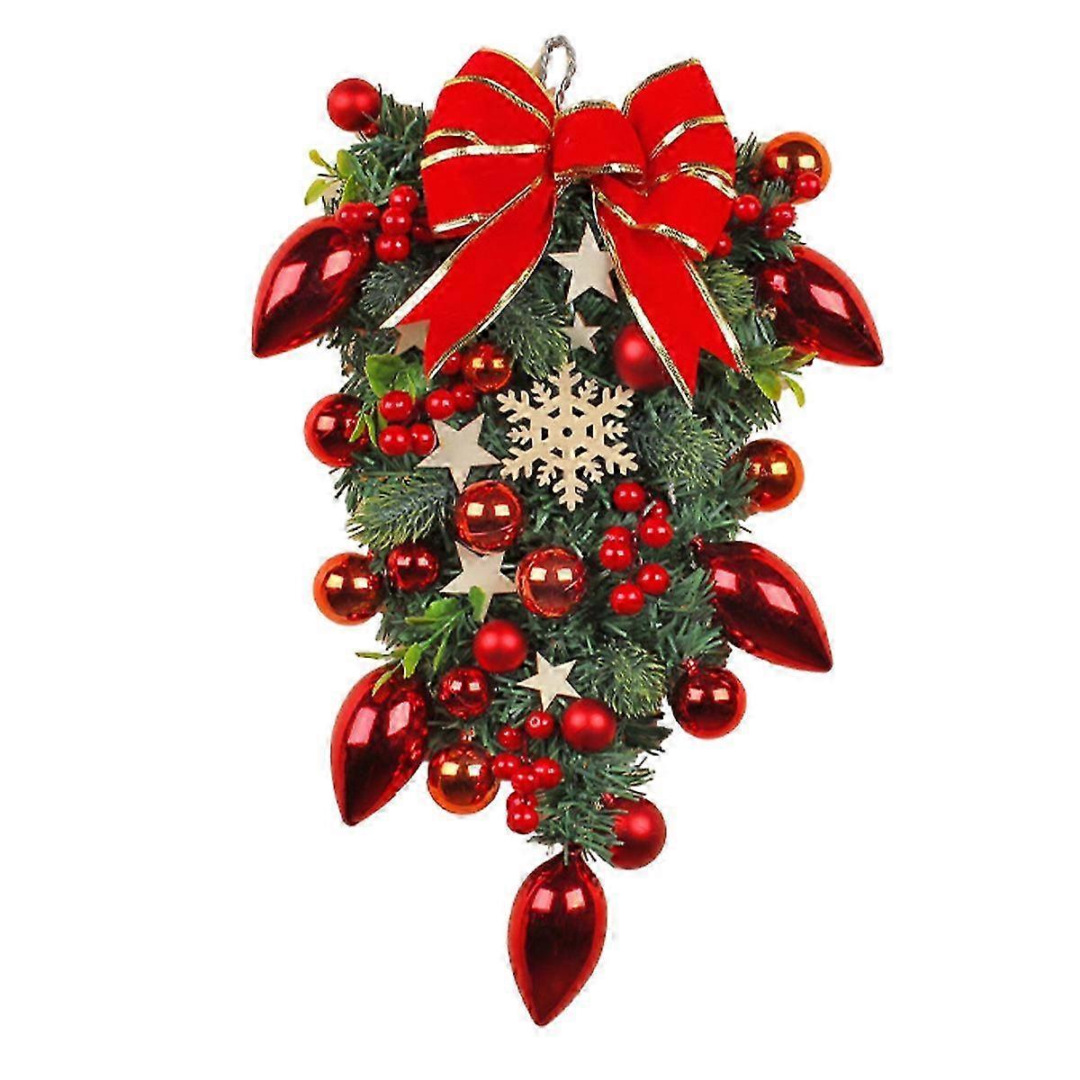 2025 Christmas Wreath, Artificial Teardrop Ornament for Front Door