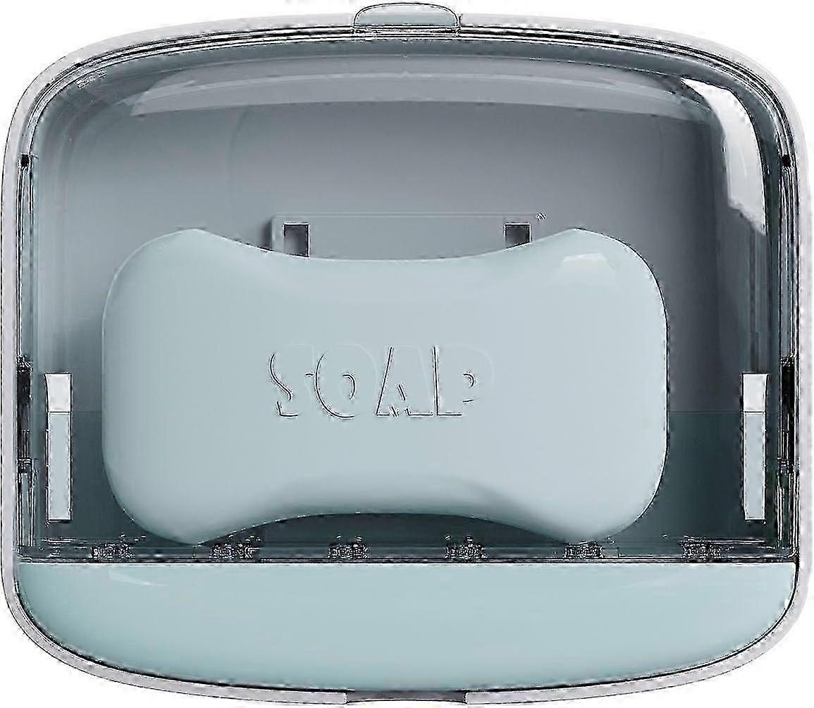 Self Adhesive Plastic Soap Dish Holder with Lid for Wall Mounting in Bathroom Shower