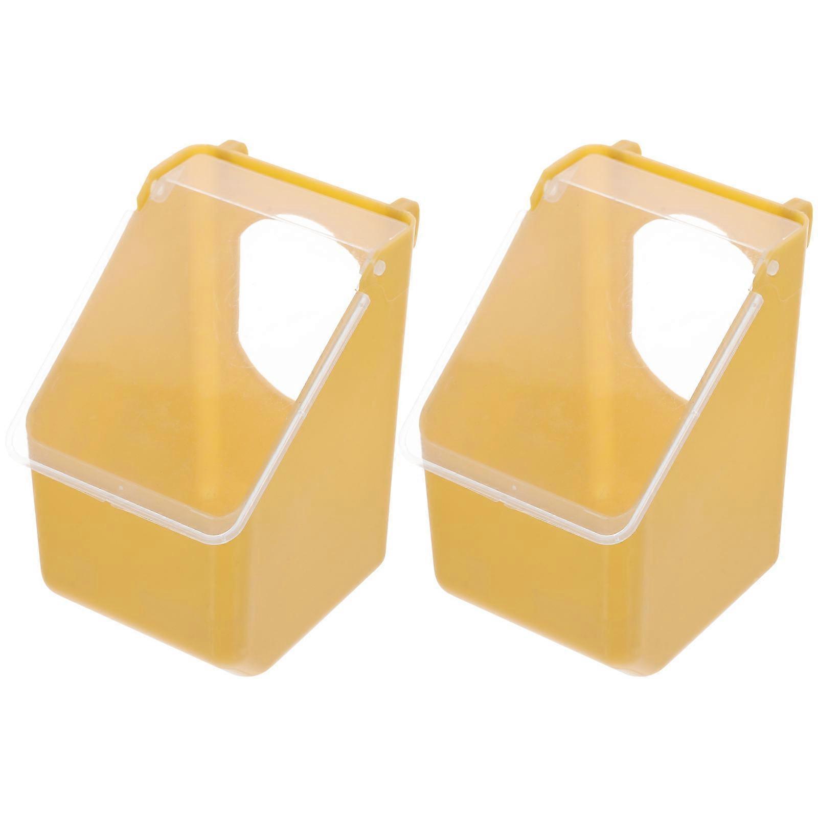 2pcs Hanging Bird Feeder Container for Parrots & Cockatiels – Space Saving Food Storage Box with Easy Access & Reusable Design