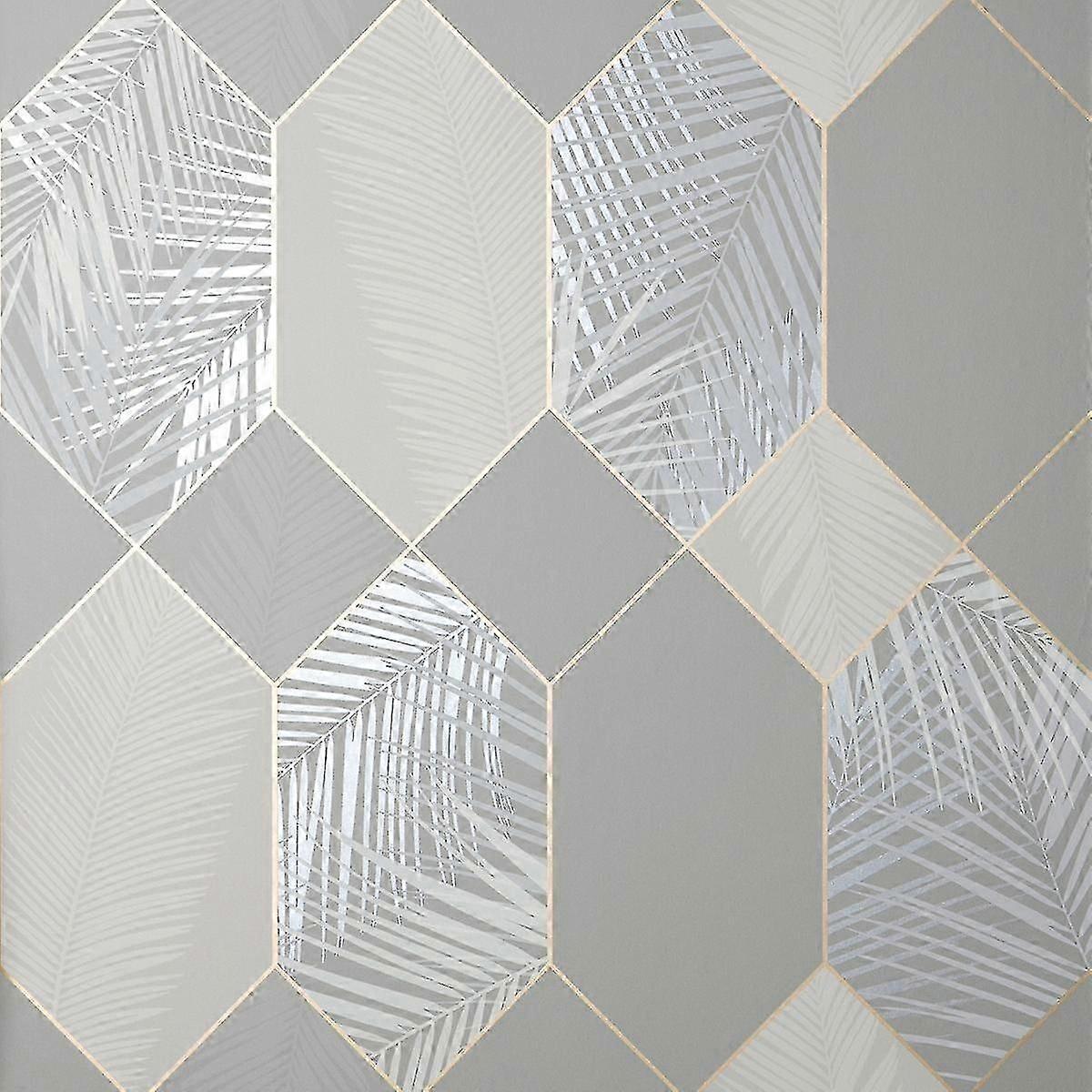 Miami Geometric Leaf Wallpaper Fine Decor