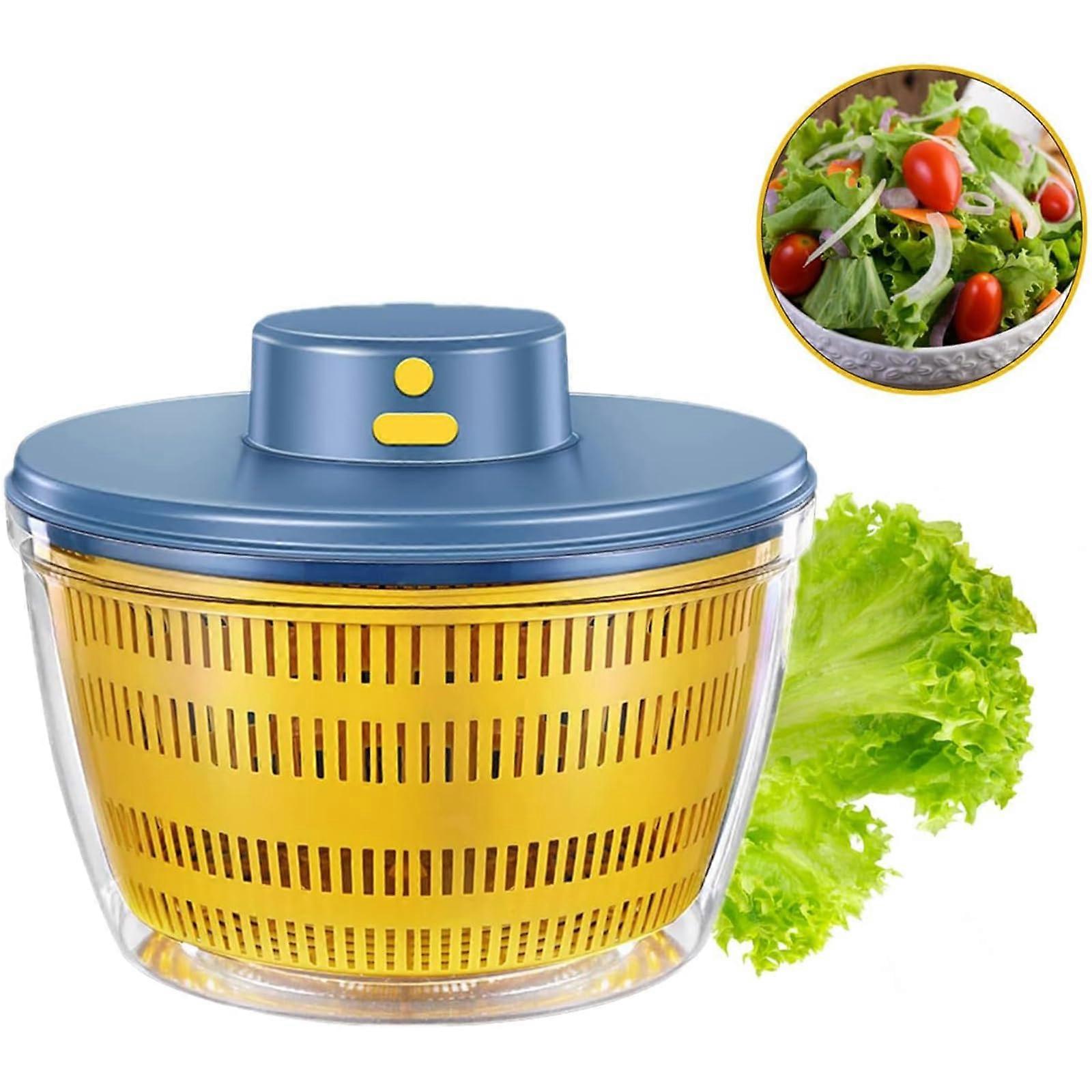 USB Wireless 4000 ml Salad Spinner Dehydrator, Salad Bowl, Quick Drainage, Blue