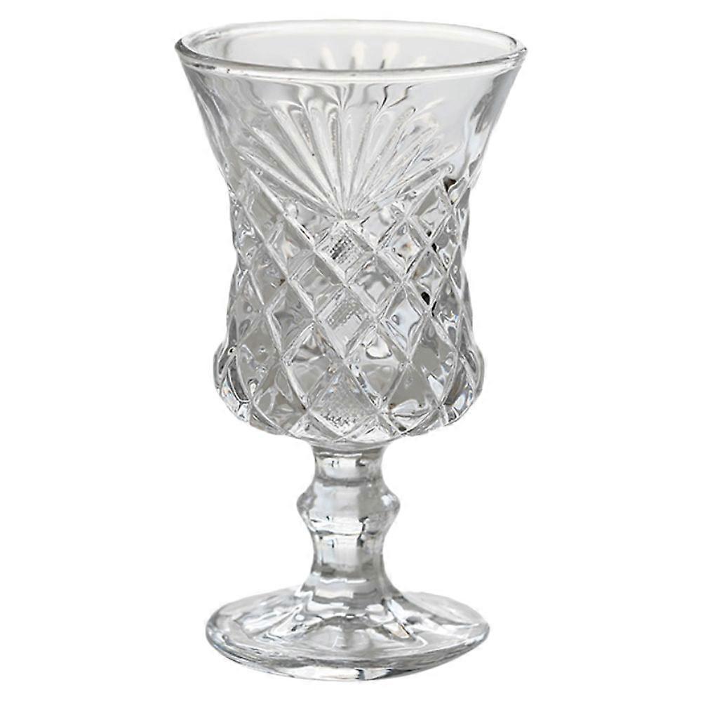 Retro Relief Glass Wine Goblet with Thick Base, Vintage Style Transparent Cup for Whiskey & Beverages, Sturdy Textured Grip for Household & Party Use