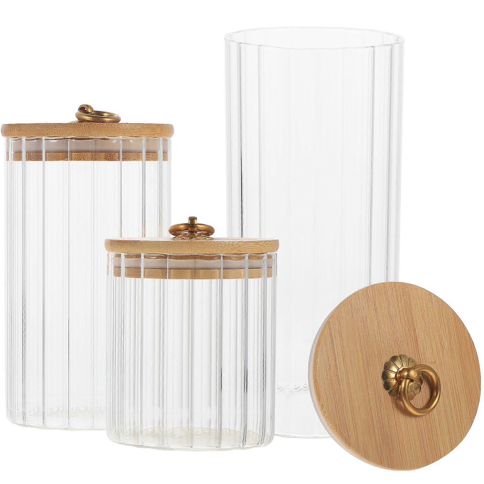 Food Storage Containers, Clear Glass Jars with Tight-Fitting Lids for Staples