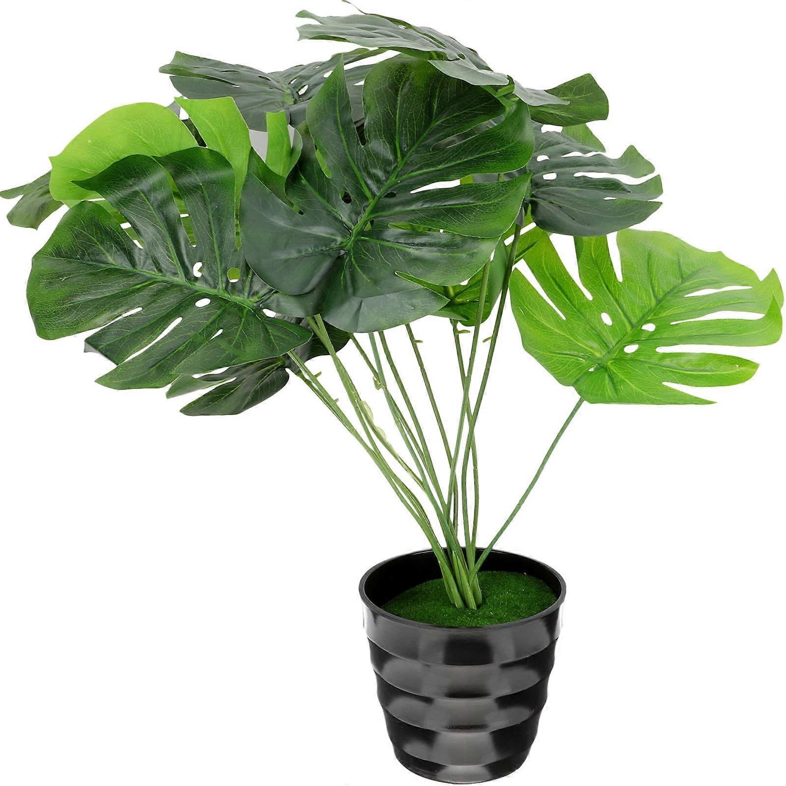 Simulation Monstera Bonsai Artificial Potted Greenery Indoor Plants Home Decor 45x40cm Compact Shape Modern Minimalist 1Set