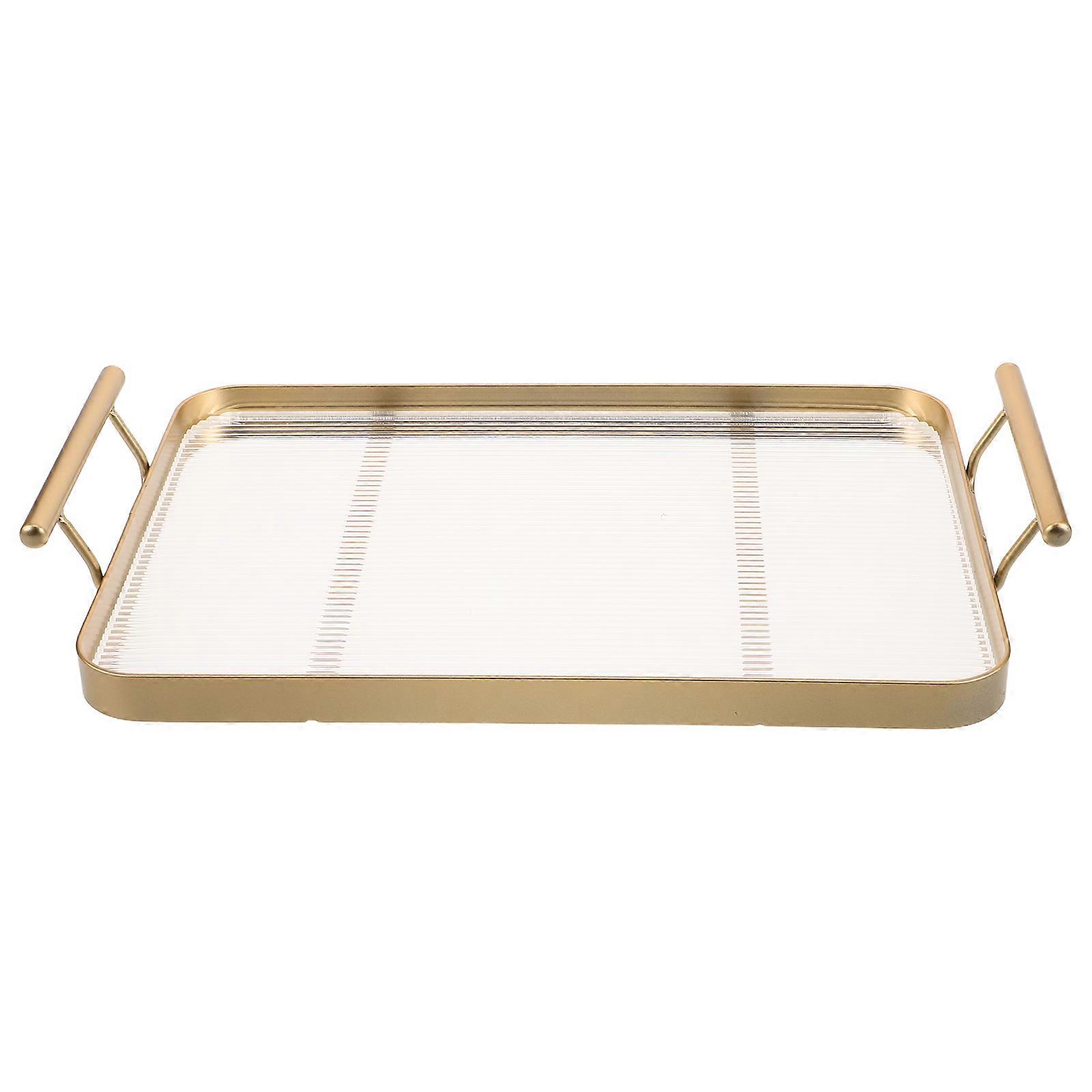 Rectangular Decorative Serving Tray with Ergonomic Handles, Non Slip Design, Versatile for Tea, Fruit, Coffee Table, Kitchen Counter and Dining Table