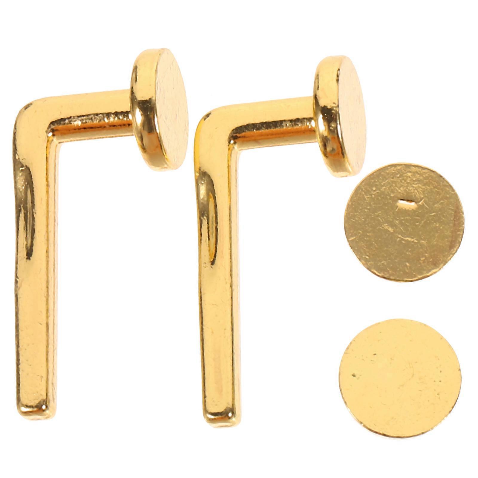 2 Sets Mini Dollhouse Handles Gold Decorative Knobs for DIY Furniture Easy Install Collectors Miniature Models Decor