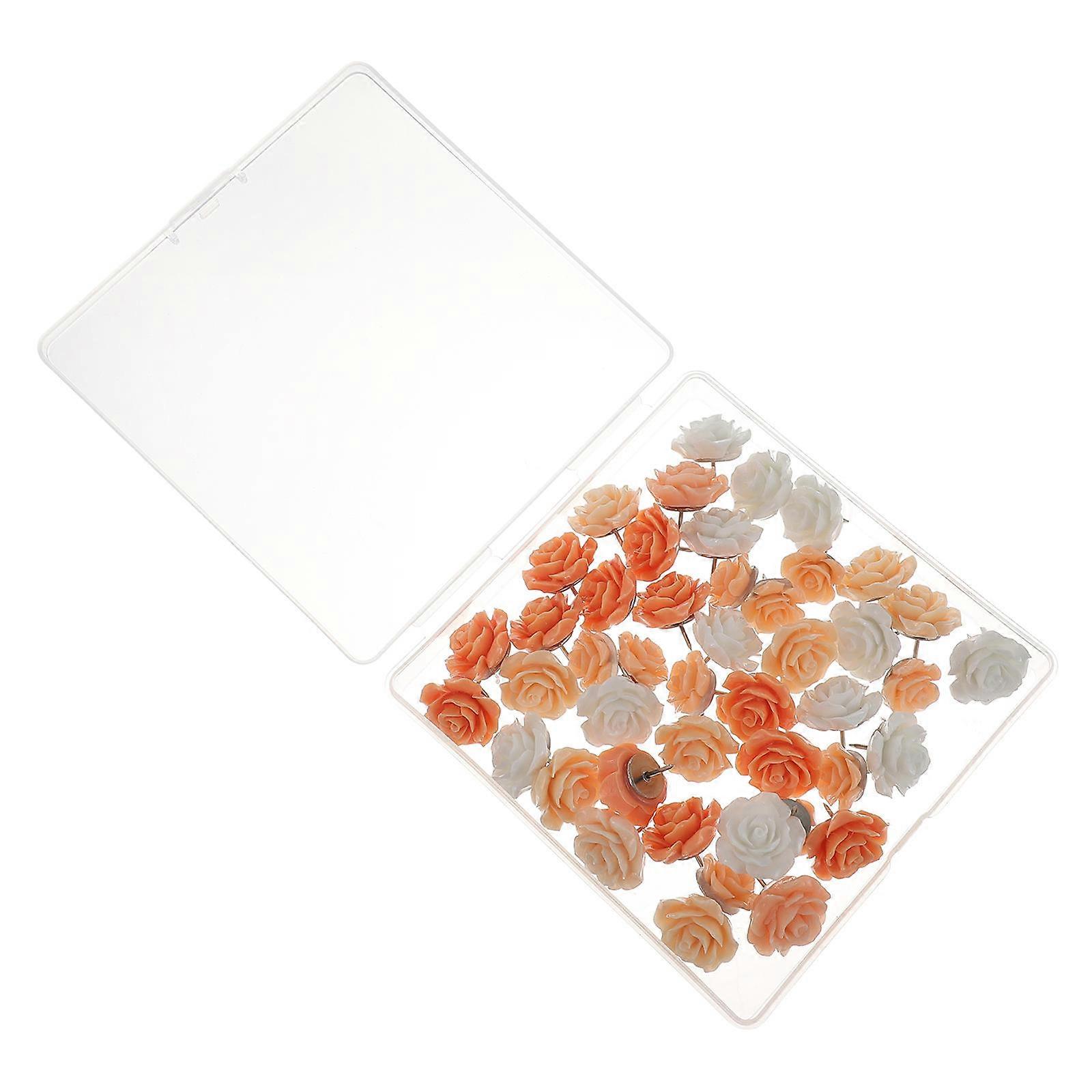 40pcs Colorful Decorative Pushpins Flower Thumbtacks Rose Design for Cork Boards Office Use Multi Functional Vibrant Eye Catching
