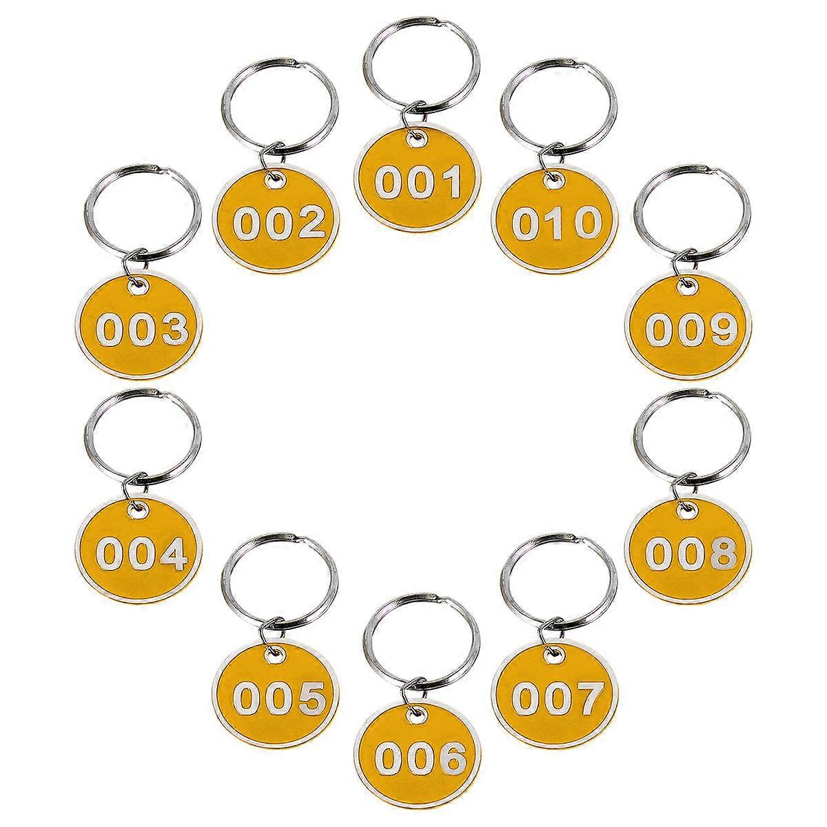 Id Tags Key Chain Numbered Key Oval Shape Aluminum Alloy for Hotel Use 10Pcs