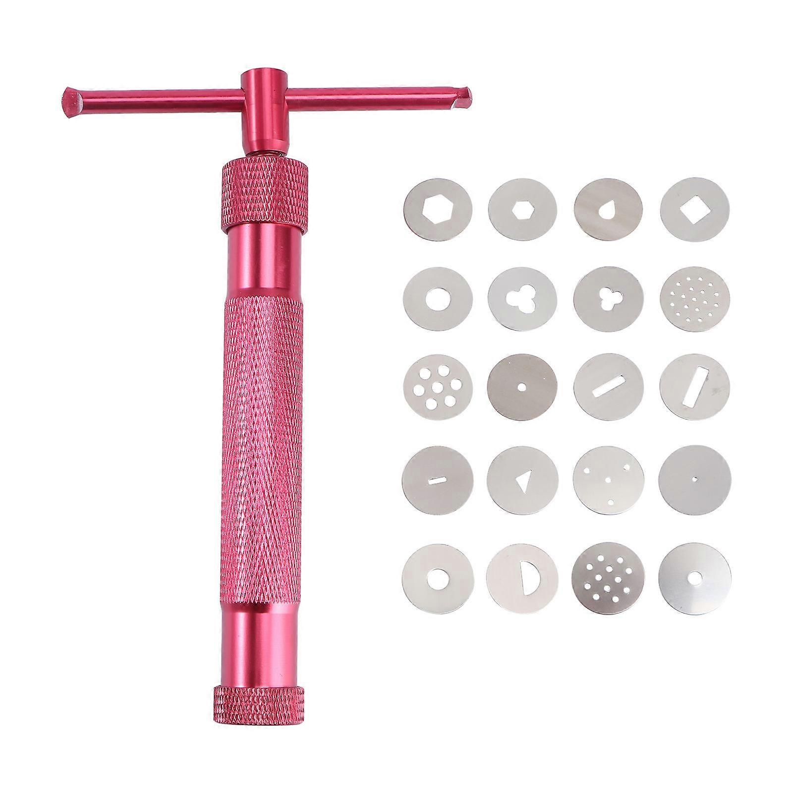 Clay Molding Tools Alloy Rotary Mold Squeeze Polymer Clay DIY Geometry Noodles for Kids Red 1 Set