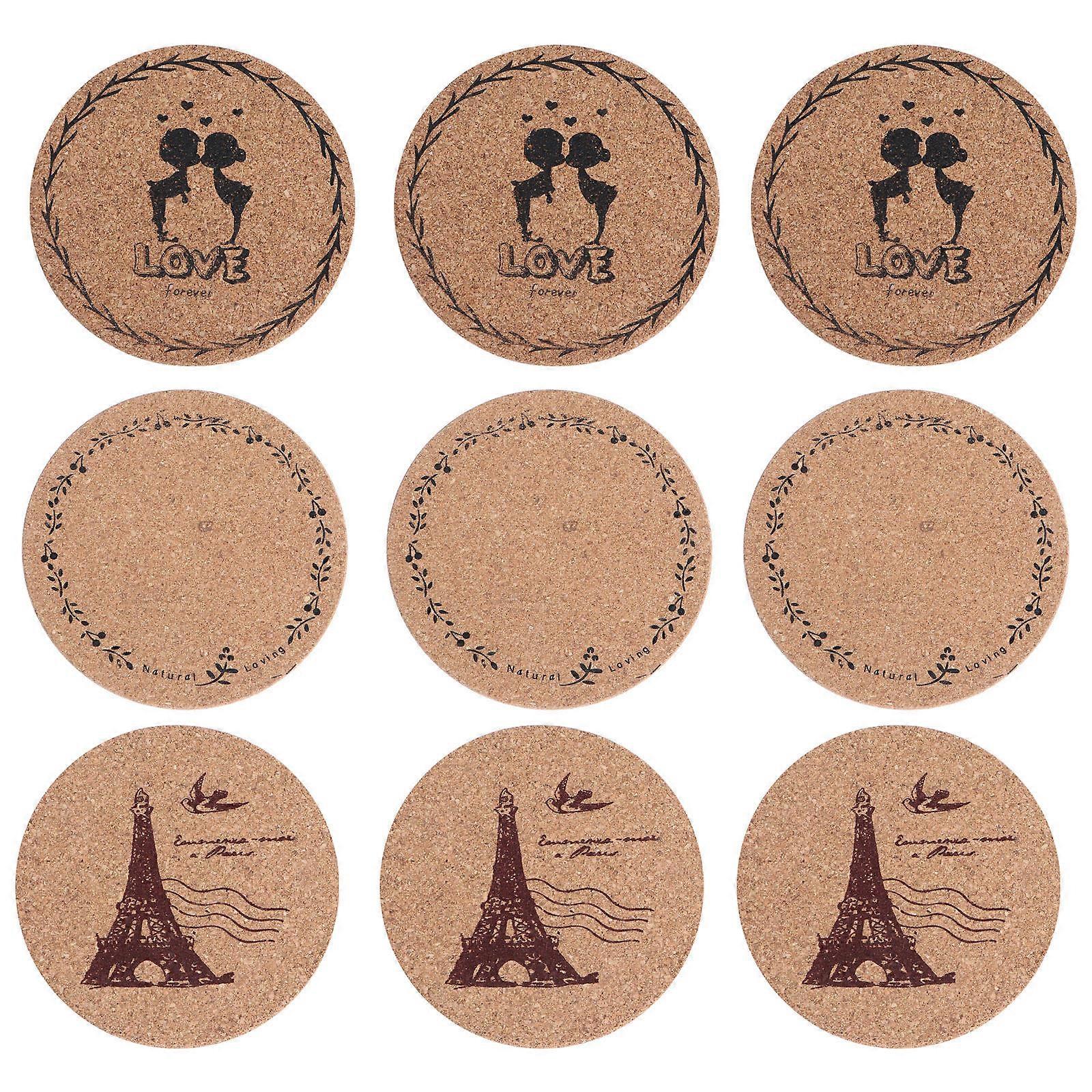 Cork Board Placemats Daily Life Insulation Pad 3.9X3.9X0.2in 12Pcs