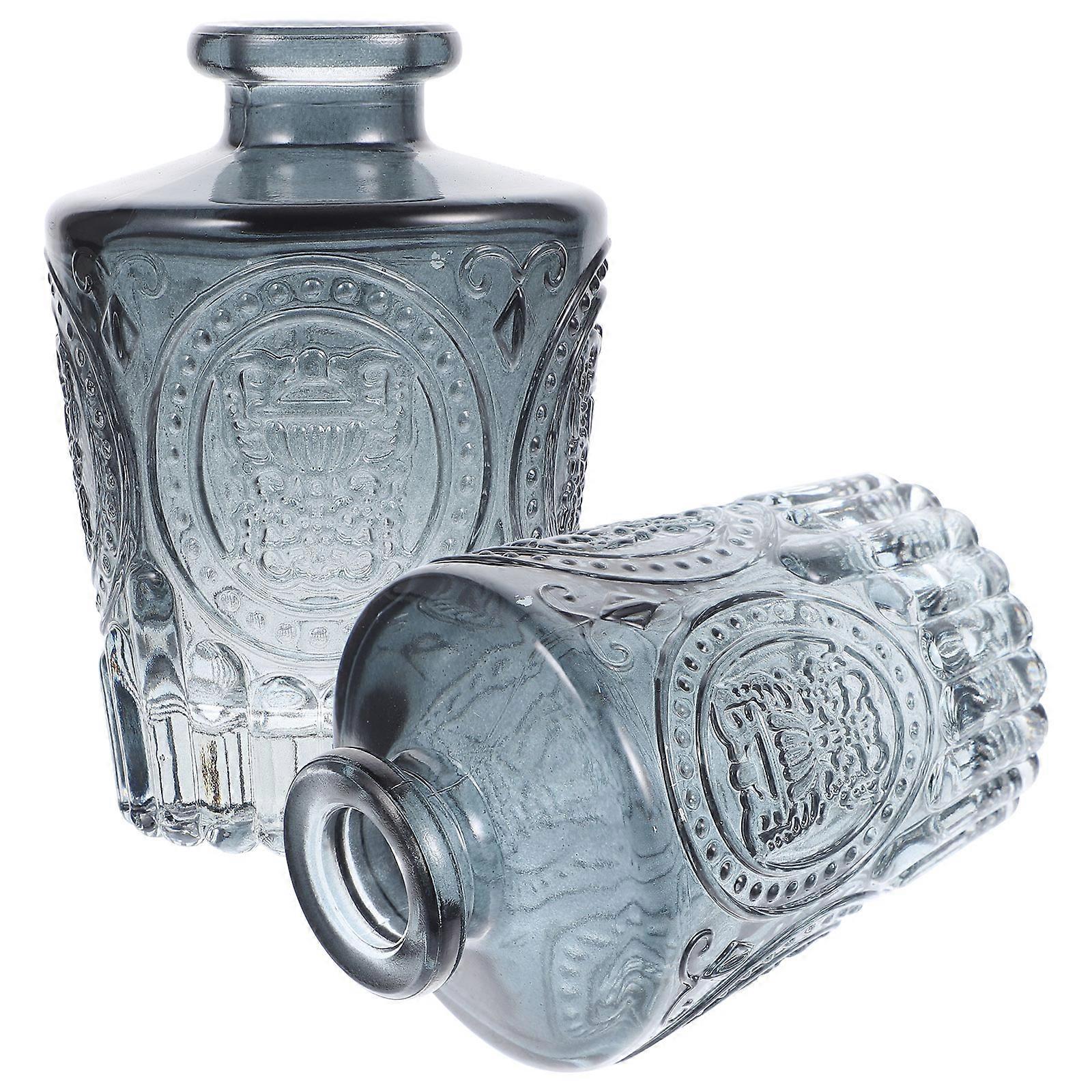 Perfume Container Carved Design Meditation Glass Essential Oil Storage 2Pcs