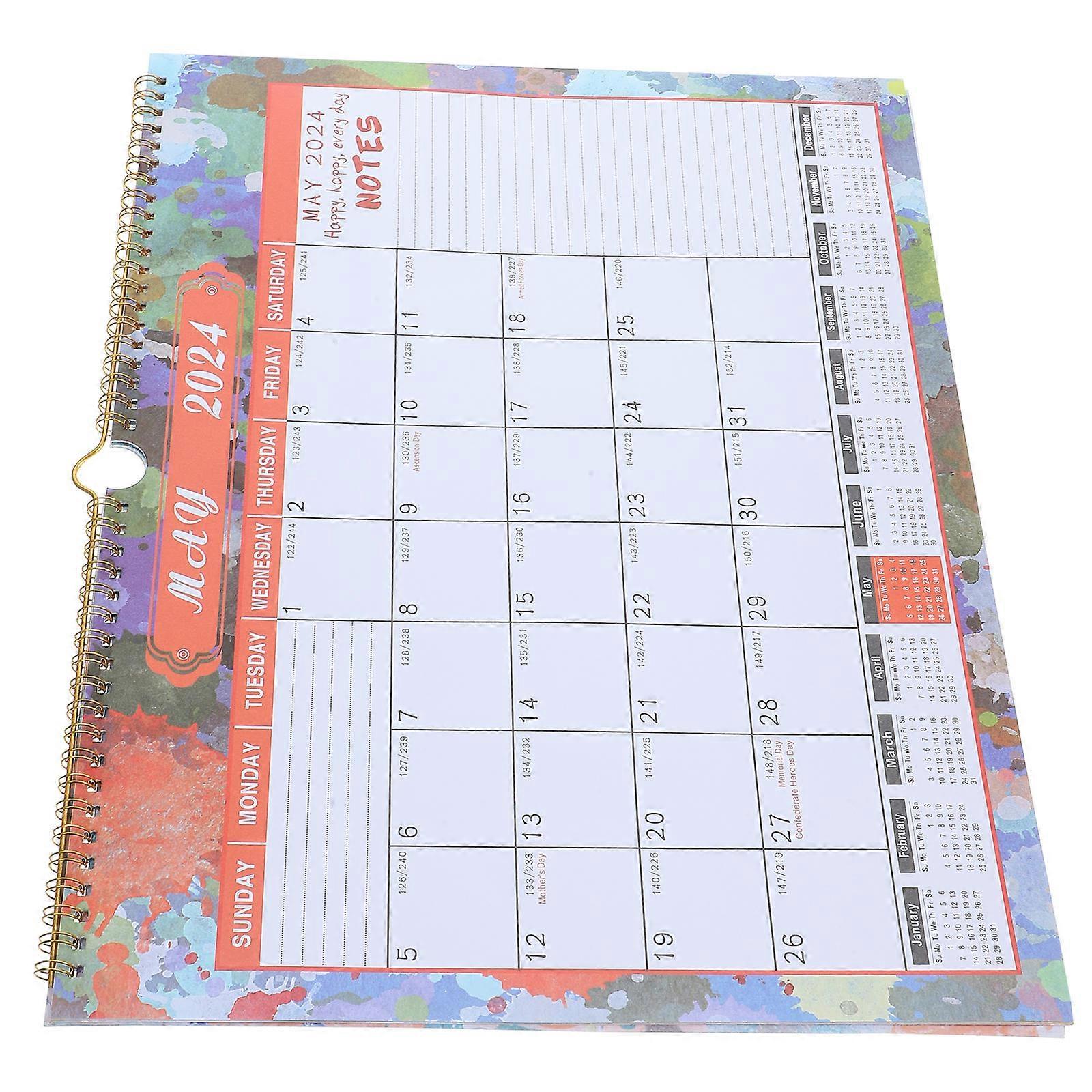 Home Office Hanging Wall Calendar Large Wall Calendar Office Use Rectangular Multi 38.50X29.50X0.10CM Note-taking 1Pcs