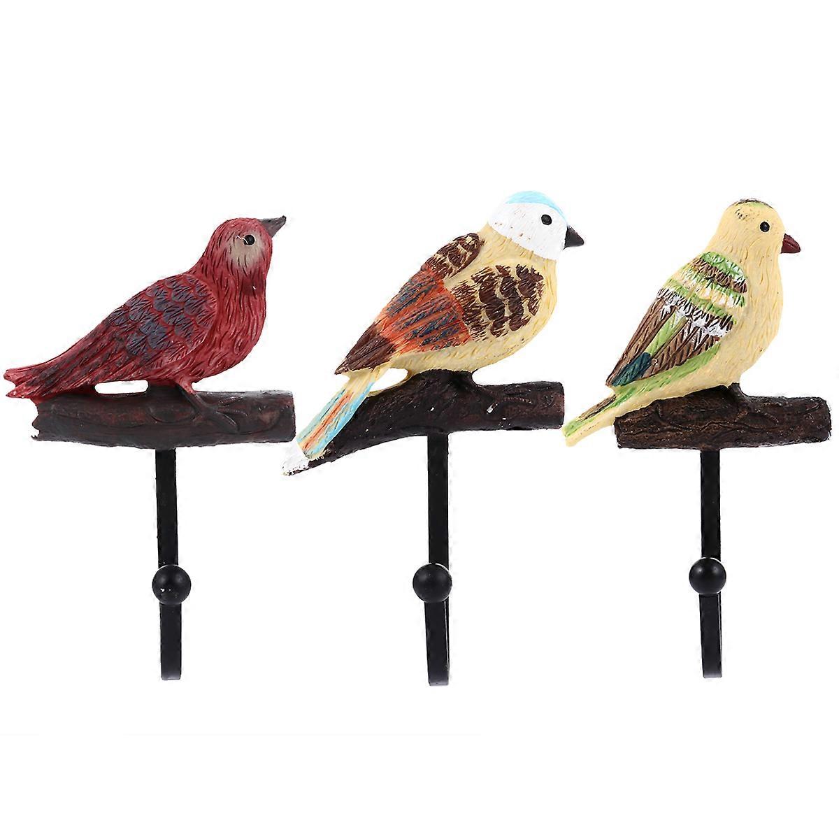 Hook Racks Wall Hooks For Hanging Clothes Bird Shape Assorted Color Resin Iron 3Pcs