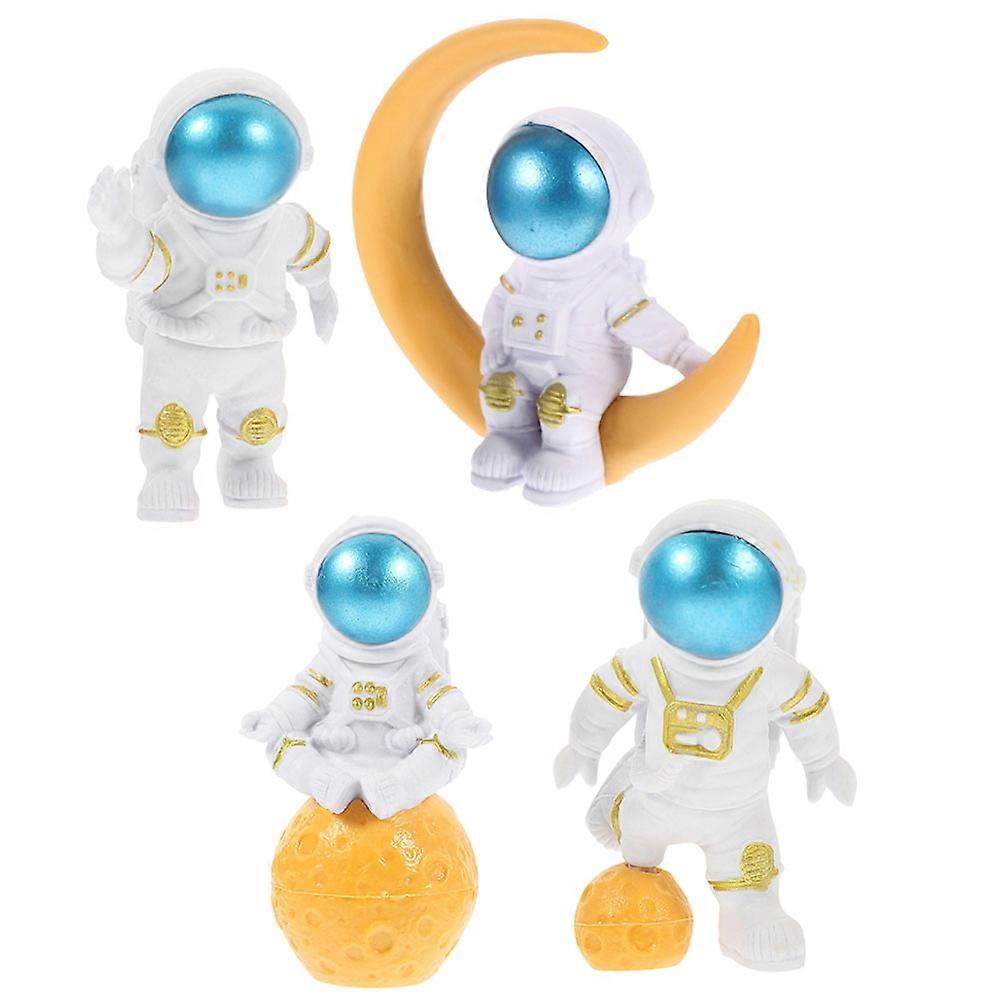 Astronaut Figurine Desktop Decor Assorted Color 4Pcs Space Themed Bedroom Décor
