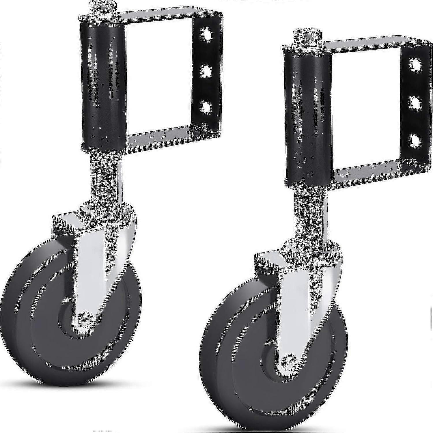 Set Of 2 Aging Resistant Rubber Spring Loaded Gate Rollers With Universal Mounting Plate, 100kg Capacity, 100mm