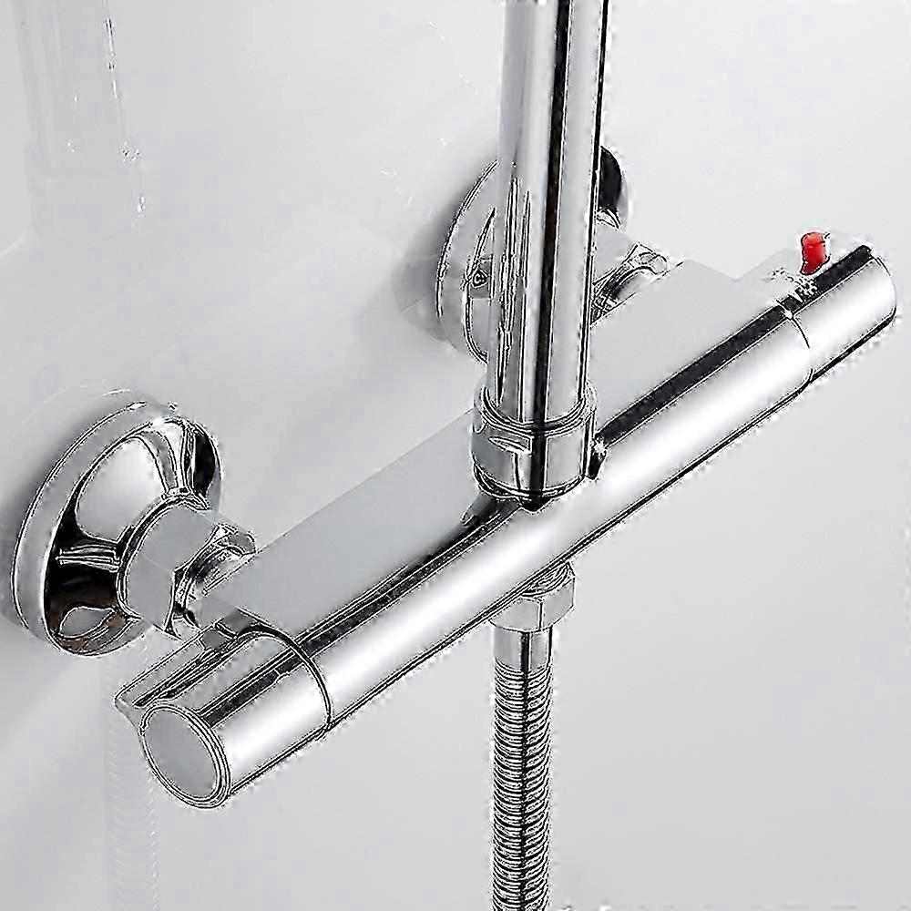 Thermostatic Shower Mixer 2 Outlets High and Low Chrome Brass Anti-scalding Mixer Tap