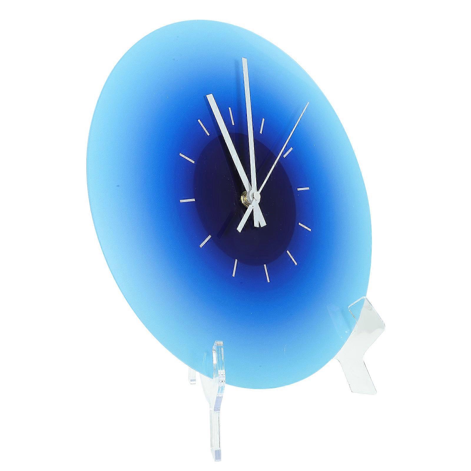 Decorative Clock Silent Sweep Movement Blue Gradient Sunset Design For Bedroom 1Set