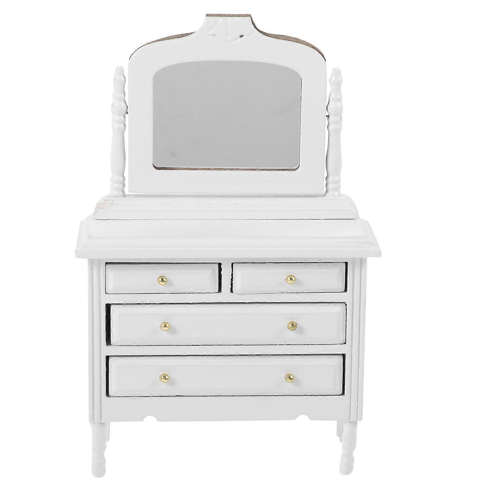 ドールハウス家具テーブルミニチュアドレッシングキャビネットホワイト15.00X9.70X4.00CM 1:12スケール装飾1セット