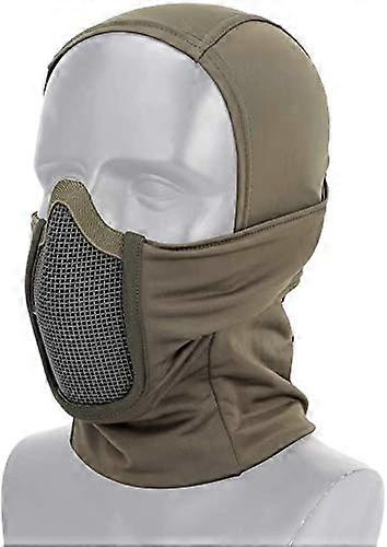Tactical Equipment, Breathable Balaclava, Mesh Mask, Full Face Airsoft Hunting CS Mask, Riding Cap, Neck Protection, Protective Helmet, Lining Cap/OD