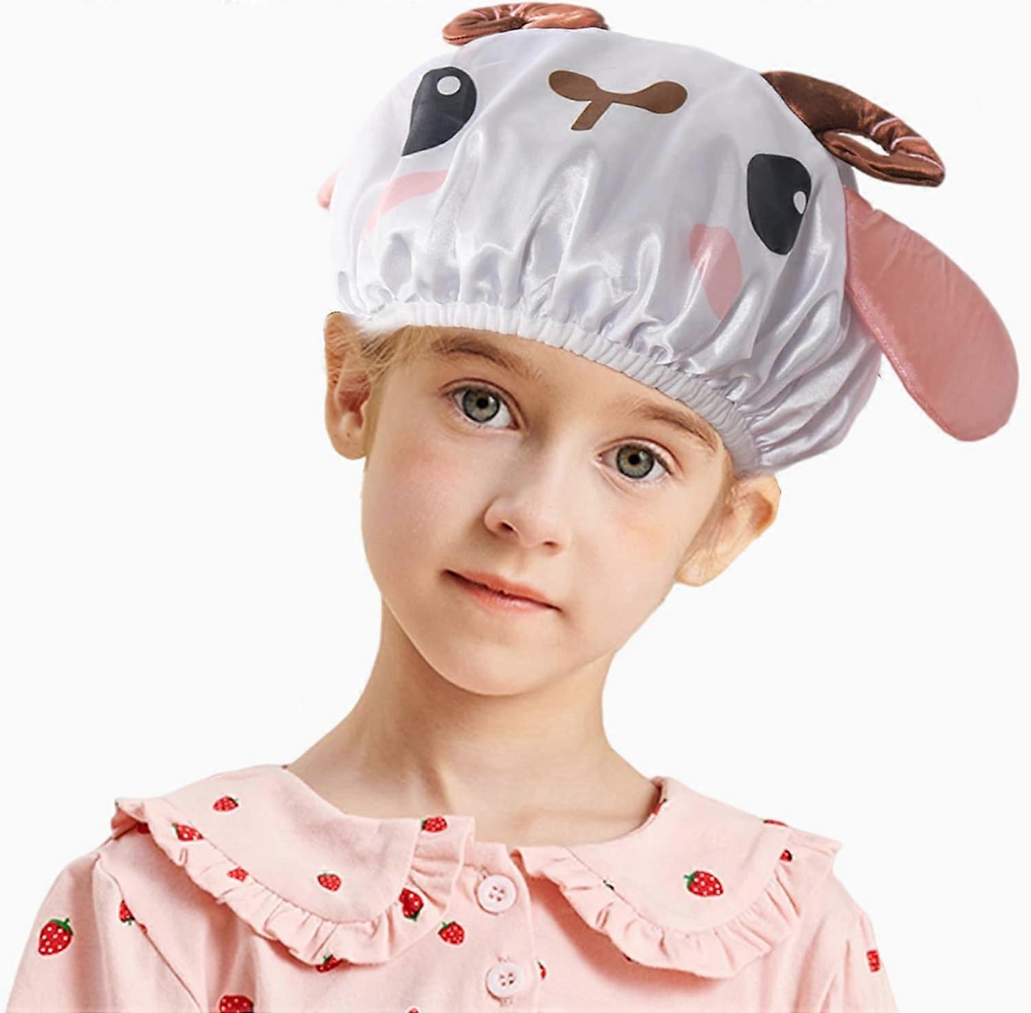 (Lamb)Children's Shower Cap, Double-Layered Waterproof Reusable Elastic A, Baby Bathing