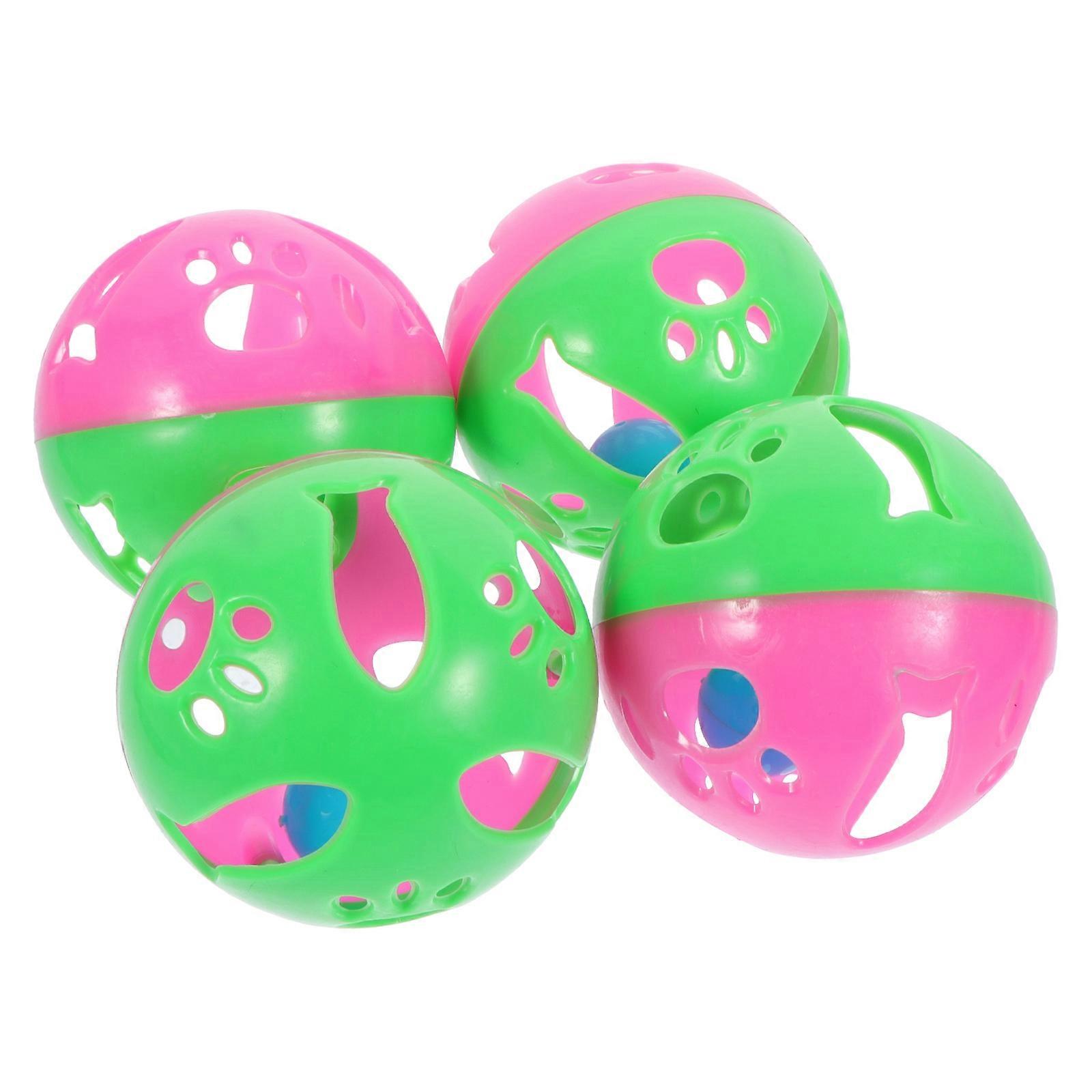 Pet Teasing Toys for Cats Cat Exercise Toy 4Pcs Random Color Premium Plastic Cat Bell Balls