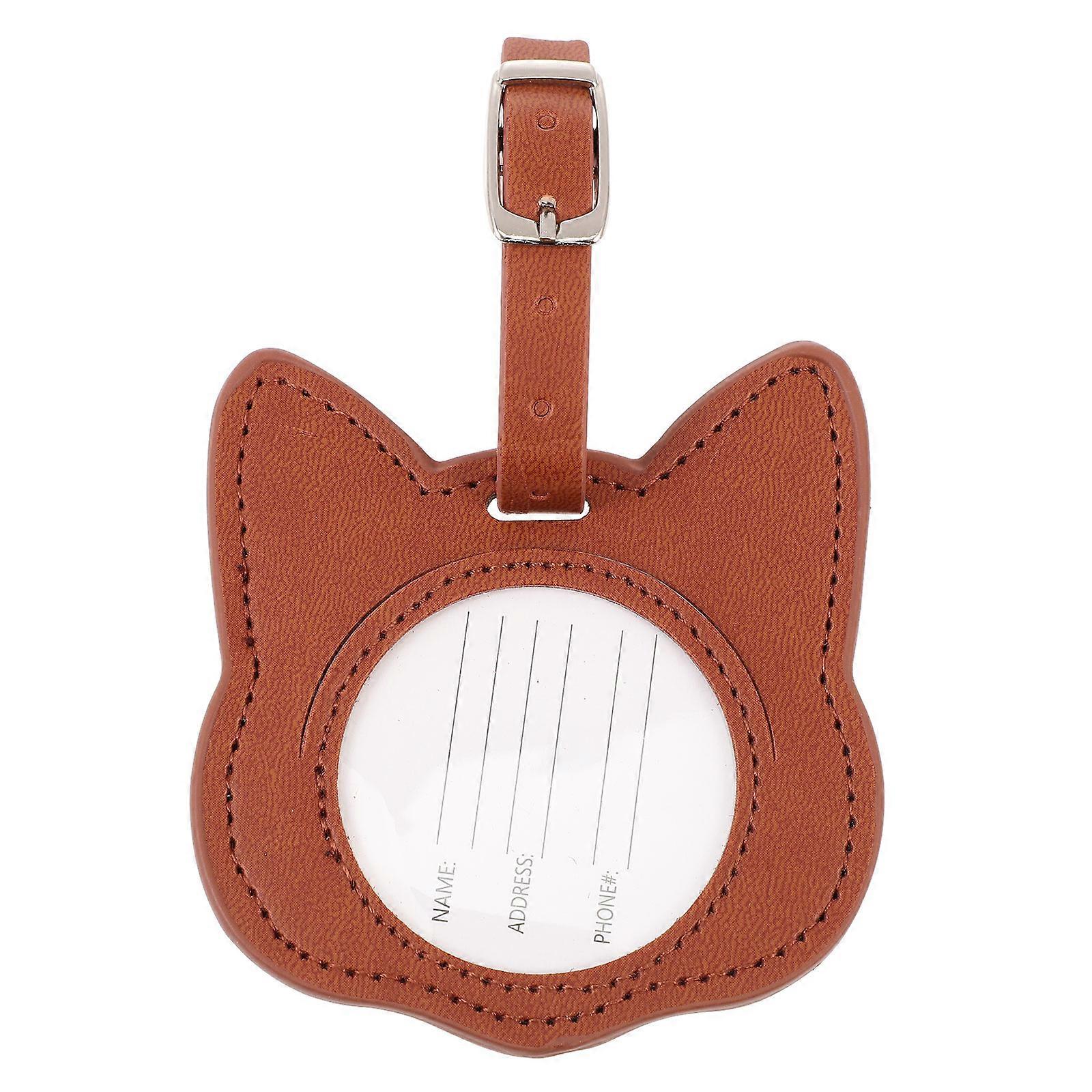 Resor Essentials Väska Tags Katt Design Bagage Tag Rektangulär Form Ljusbrun Färg Loop Connector 9.00X8.00X0.30CM 1Pack