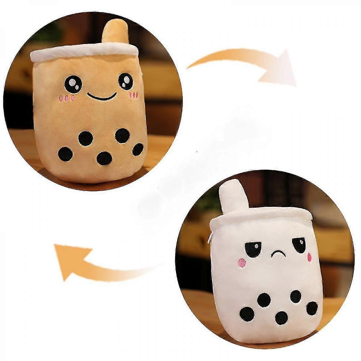 Flip Boba Tea Plush Stuffed Toy Brown Bubble Tea Bubble Plush Pillow Home Soft Hug Pillow Gift 15cm
