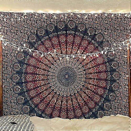 Bohemian Psychedelic Peacock Mandala Tapestry