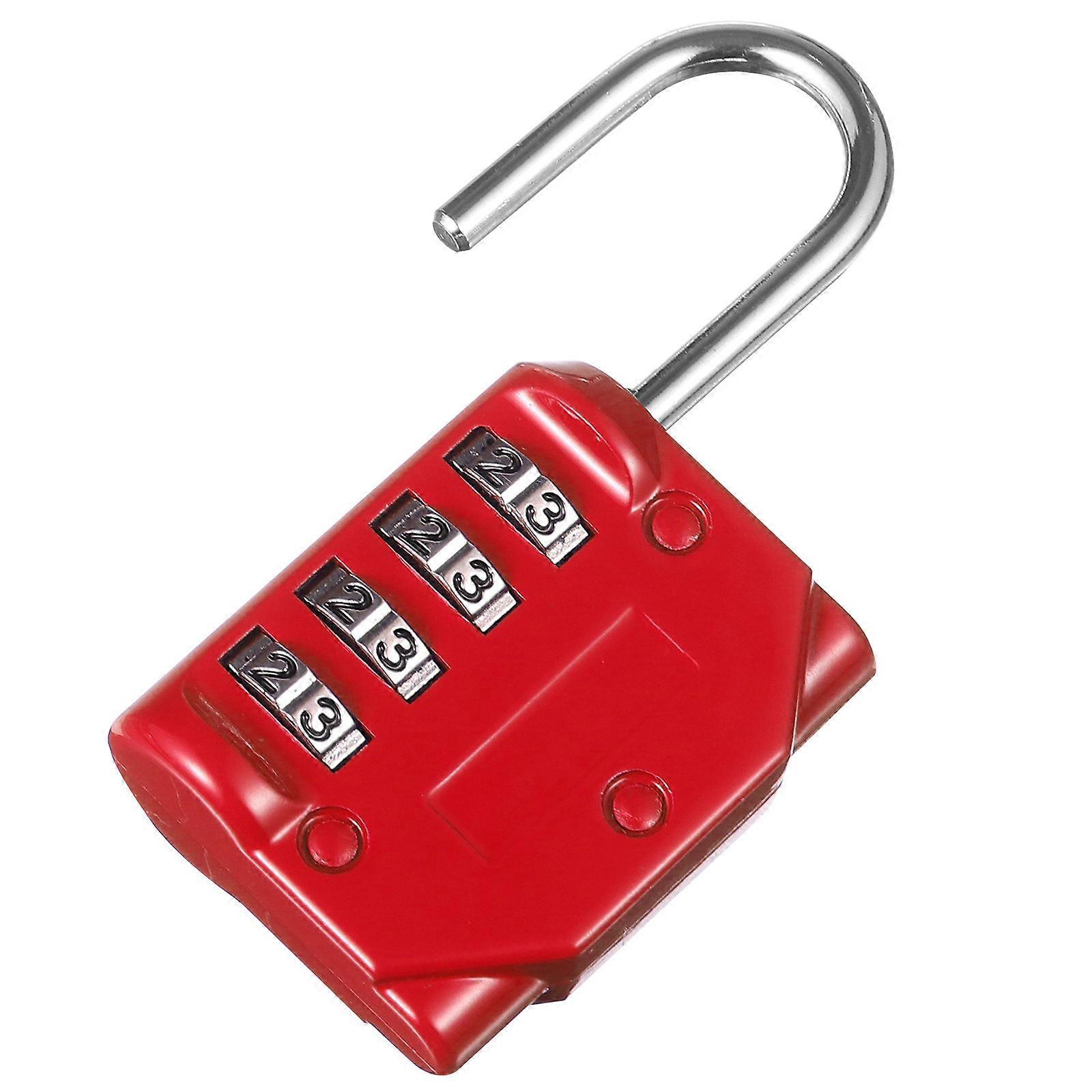 Drawer Lock Travel Luggage Security Rectangular Red Size 8X4.3CM Four- Password Safety Padlock 1Pack
