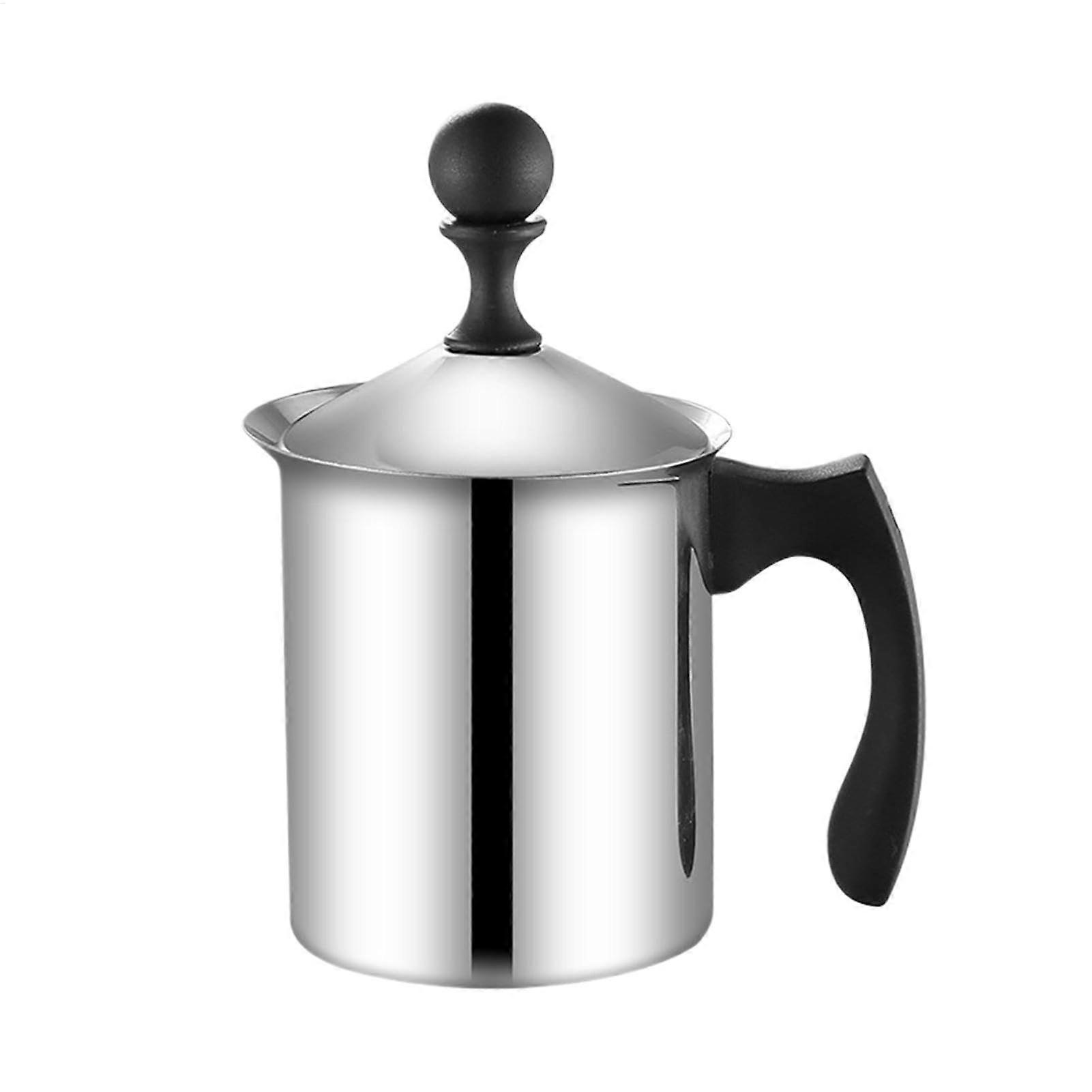 Portable Milk Frother | Stainless Steel Manual Handheld Frother for Latte, Cappuccino & Coffee | Versatile Frothing Pitcher