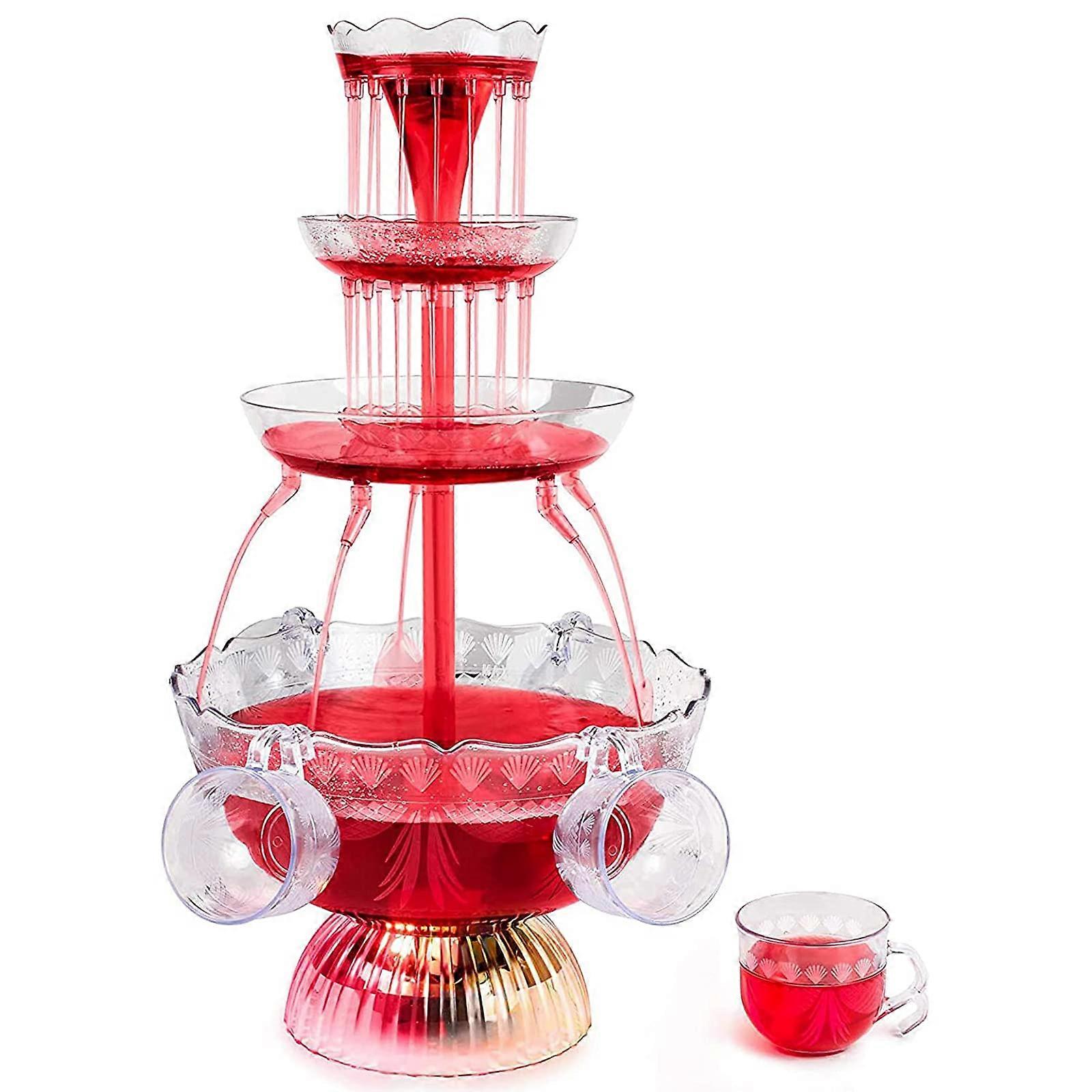LED Lighted Drinking Fountain, 5 Reusable Cups, Easy to Clean, for Drinking Games