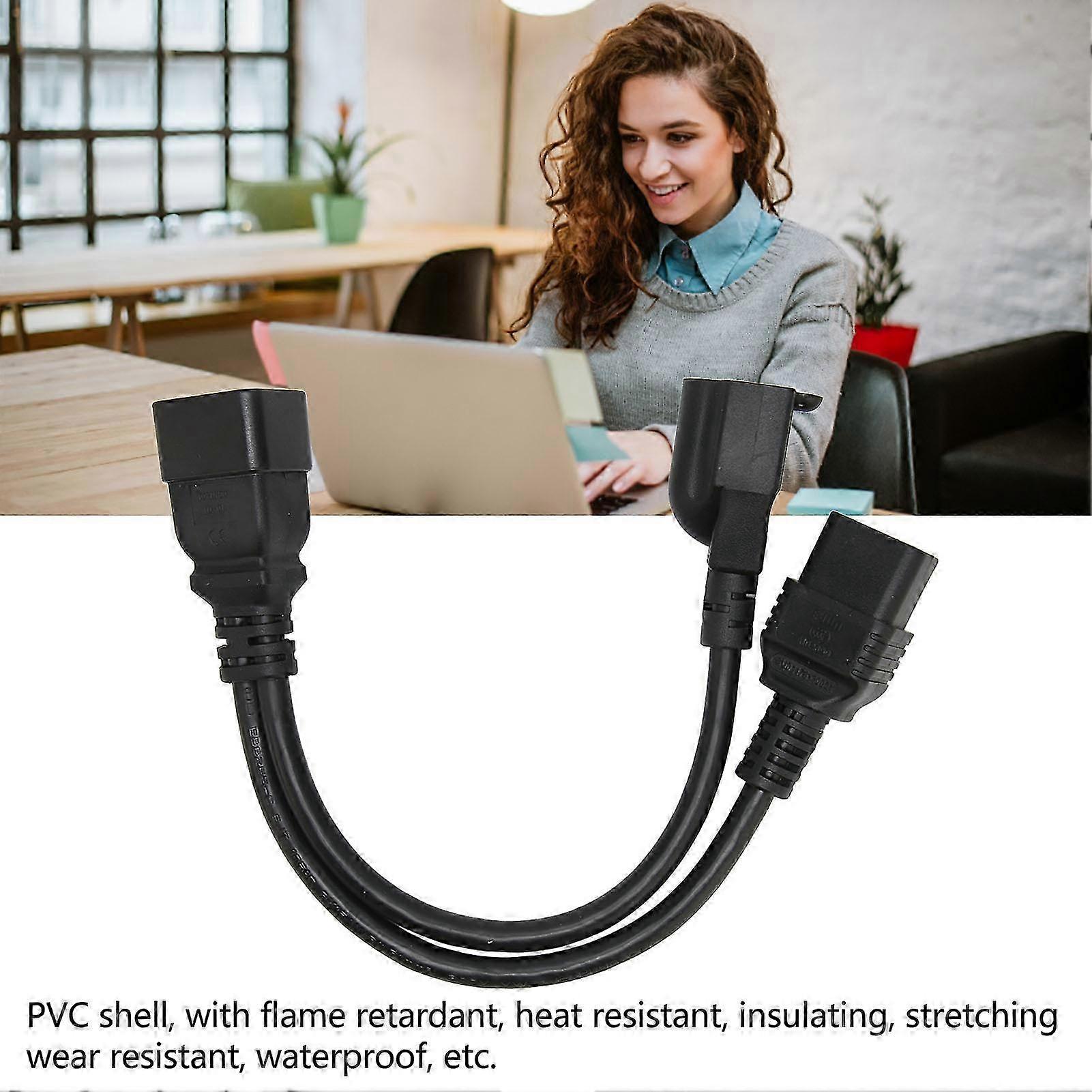IEC320 C20 to IEC320 C19 and 5-15R Power Cord Male to Female Splitter Cable 12.6in