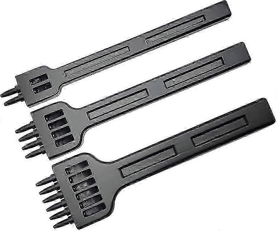 Leather Punching Tool Set Steel Punching Row Round Hole Punching Diy Diamond Lacing Stitching Chisel For Leather Craft (black) (3pcs) hwy