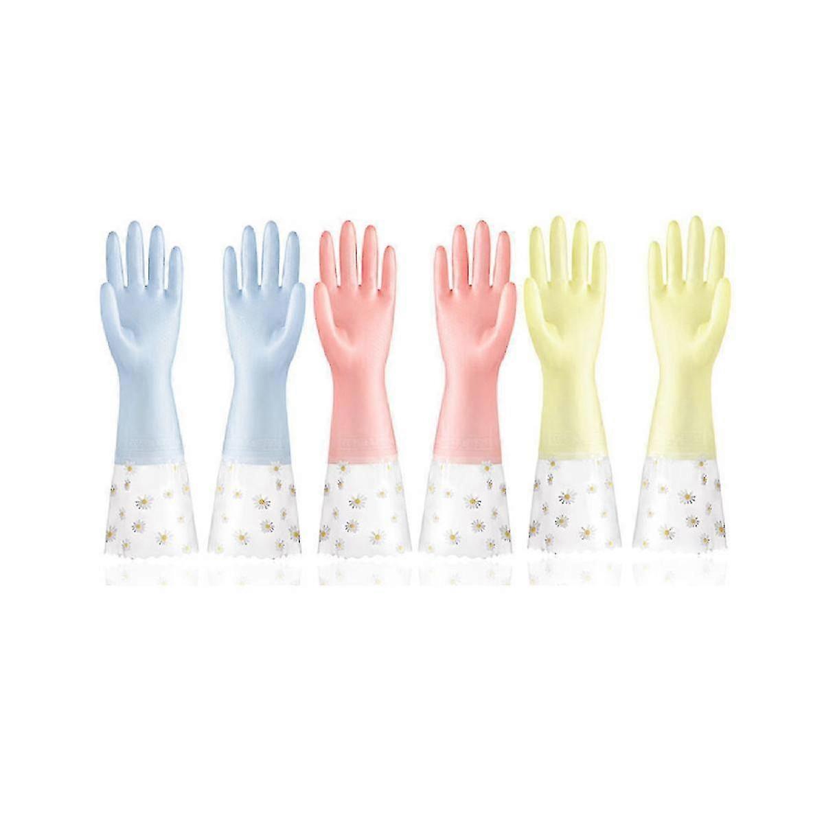 Gants de vaisselle en caoutchouc réutilisables 3 paires - Ménage de potager sans lessive