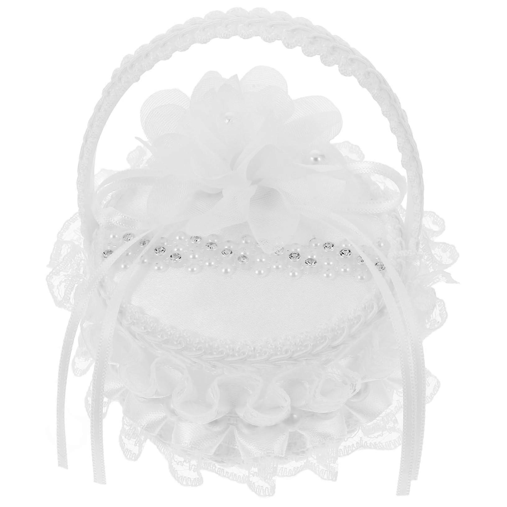 Luxury White Mini Lace Bow Wedding Ceremony Engagement Ring Box