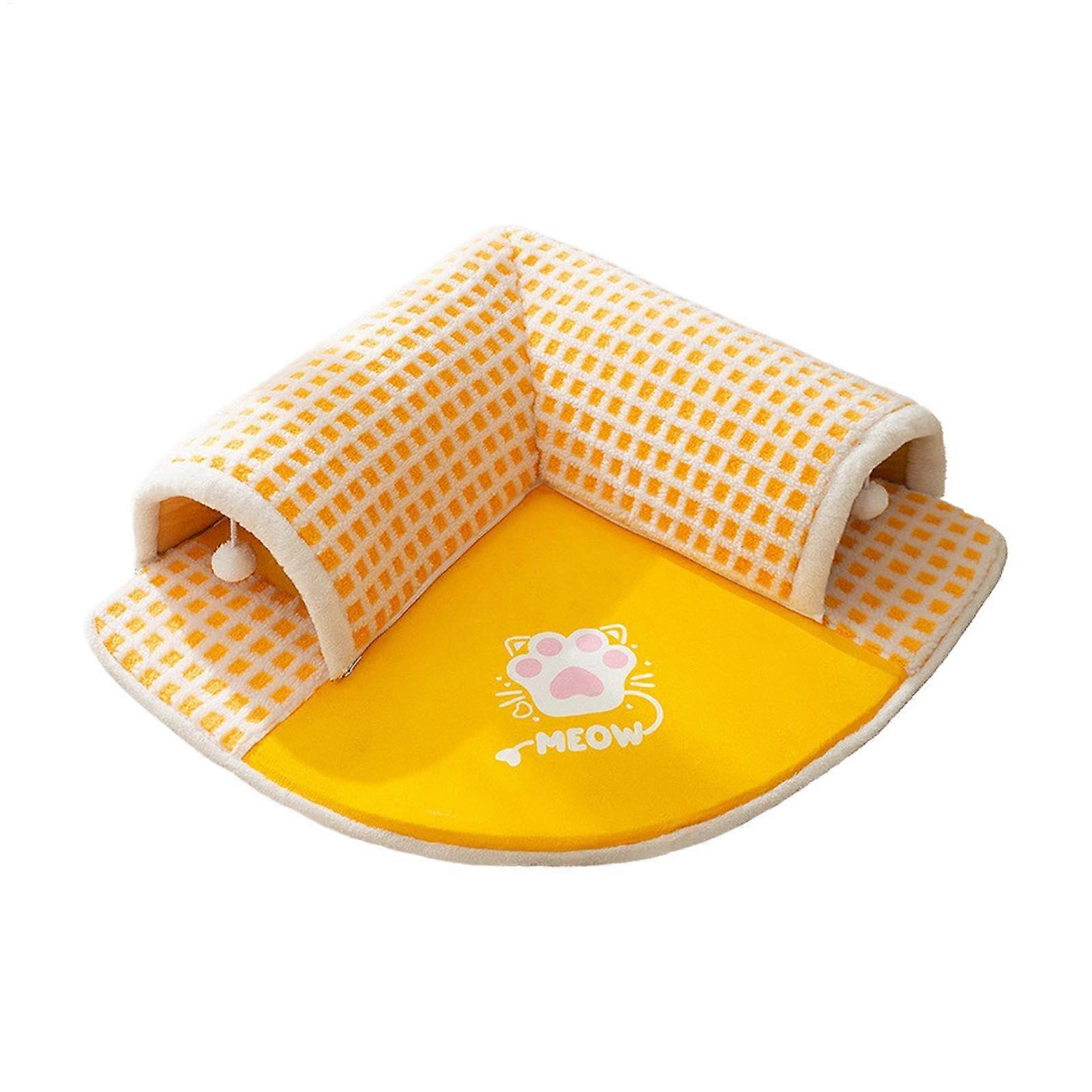 Cat Carpet Tunnel, Cat Bed Floor Cave with NonSlip Bottom, Play Tunnel Hideaway