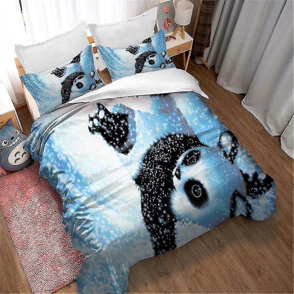Chic Panda Forest Bedding Set Digital Print Realistic Comforter Cover Shams Zipper Ultra Soft Microfiber Bedspread Pattern 02