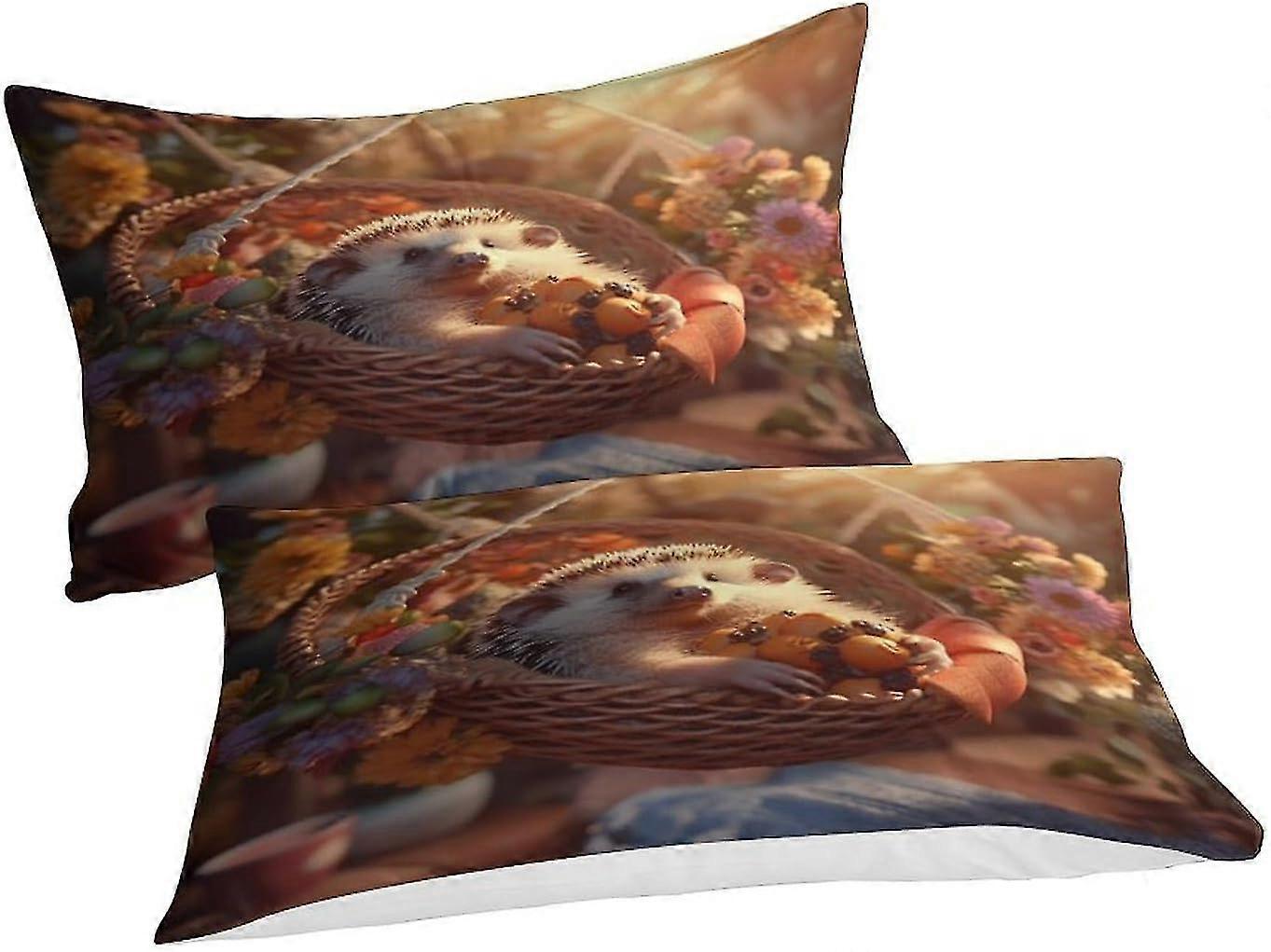 Hedgehog Duvet Cover 3D Printed Cartoon Characters 3 Piece Set Soft Microfiber Bedding Set with Pillowcase Double