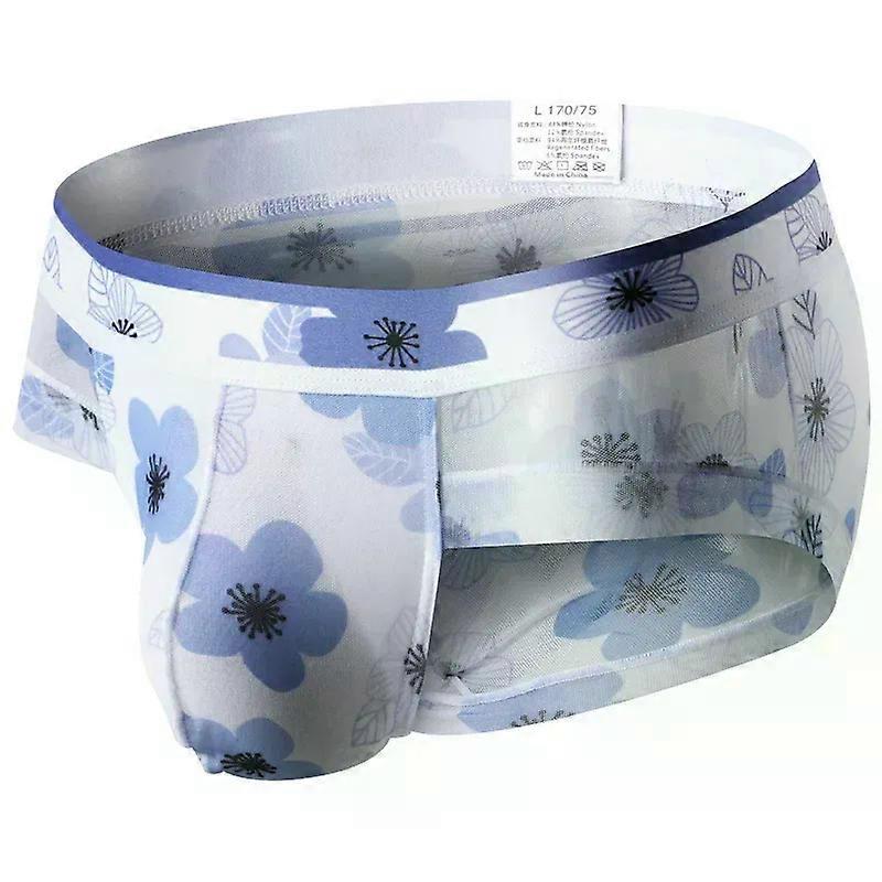 Men's Sexy Brief Underwear Print Mesh Breathable Cmfortable Ultra-thin Quick Dry Cool Feel Youth Low-rise U Convex Pouch Panties