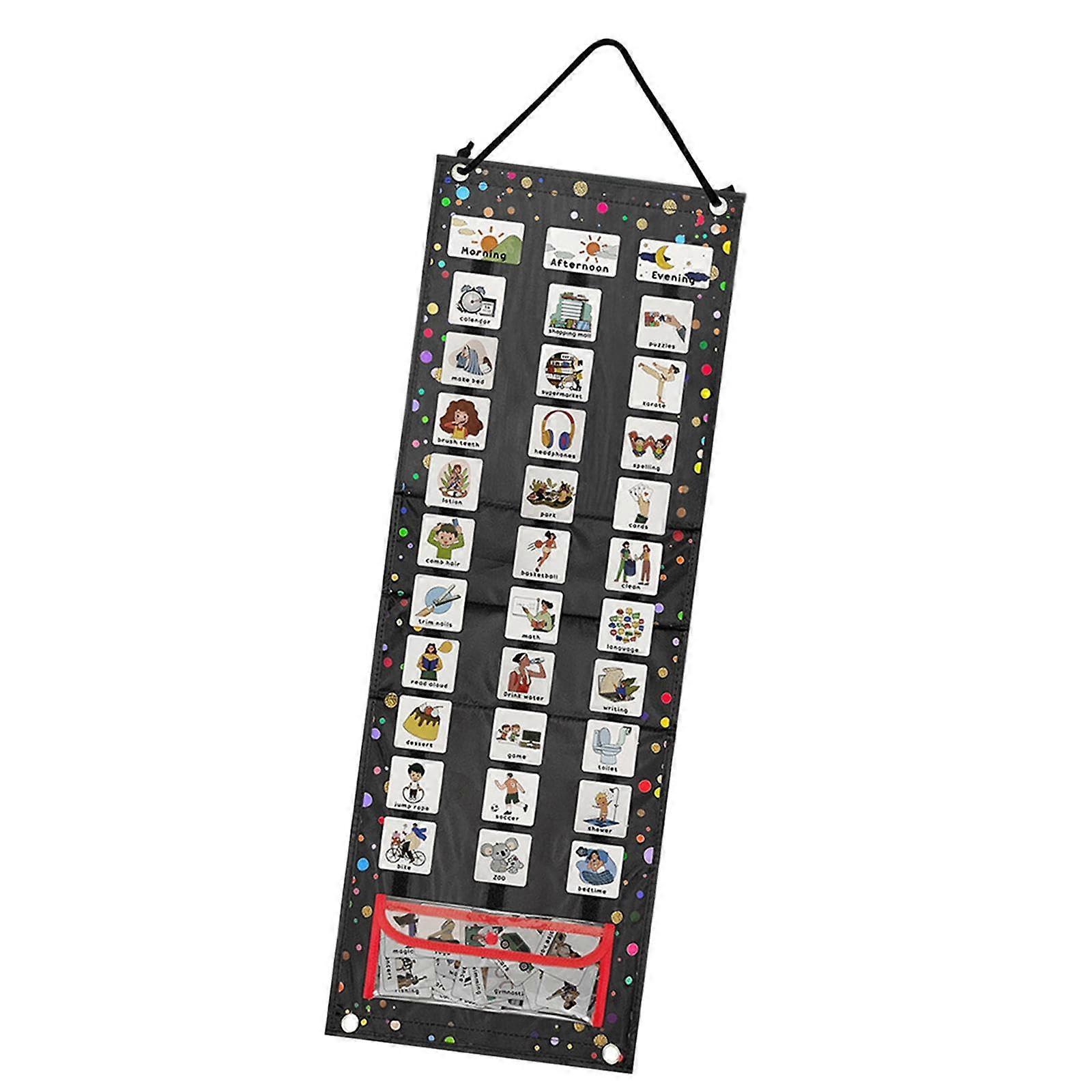Visual schedule for kids, daily routine chart with 63 cards, wall planner, behavior tool for children, 82 x 30.3 cm